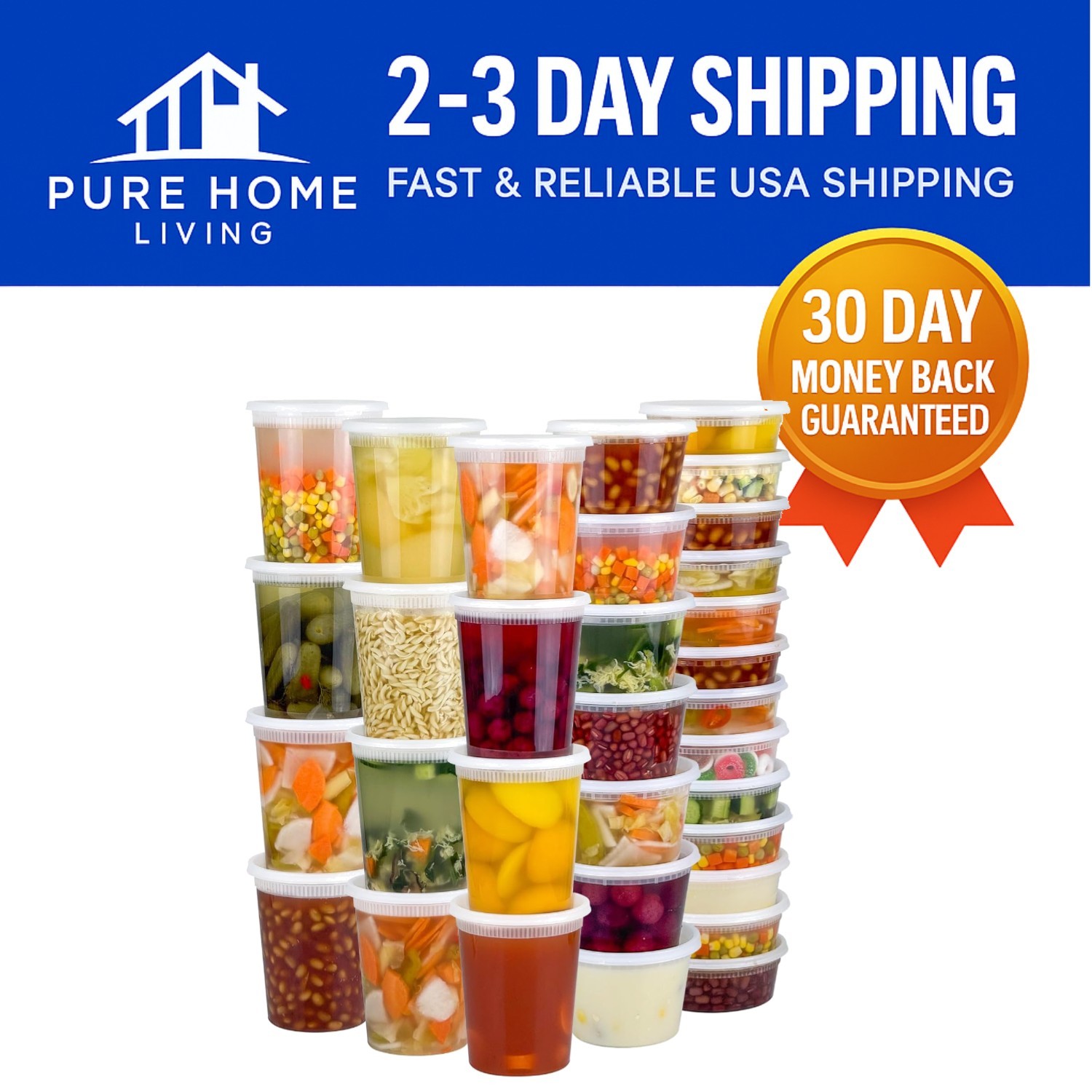 Complete 60 Set Deli Containers with Lids – Leak-Proof & Multi-Purpose Storage