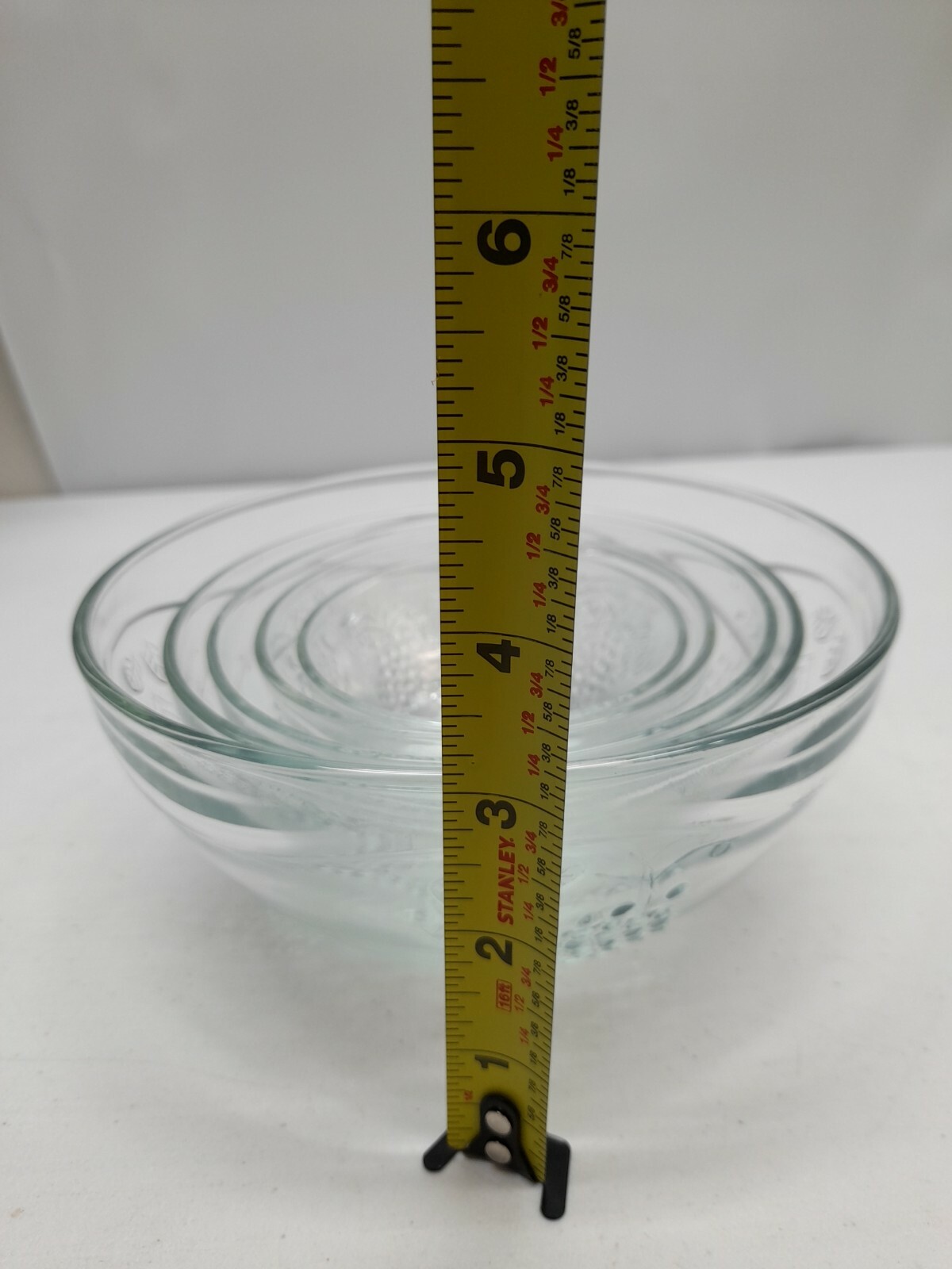 Set of 5 Clear Glass Nesting Bowls & Green Lids Grape Design
