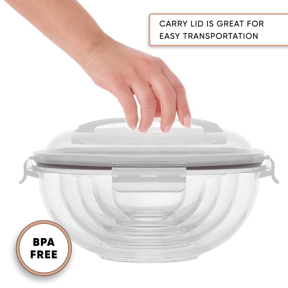 JoyJolt Kitchen Mixing Bowls. 5pc Glass Bowls with Lids Set – Neat Nesting Bo…