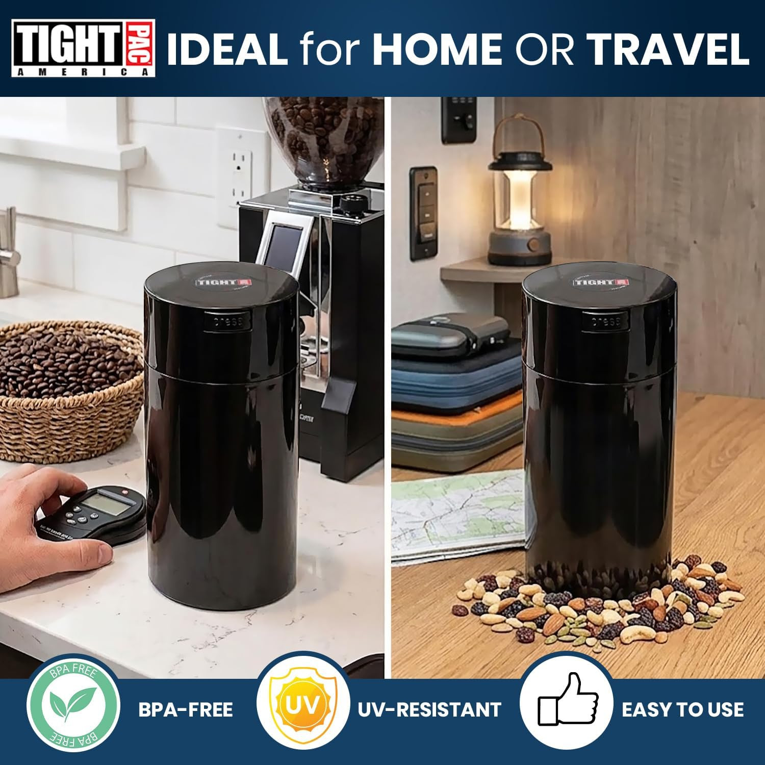 Tightvac 3 to 12 Ounces Airtight Smell Proof Container – Patented Vacuum Seal