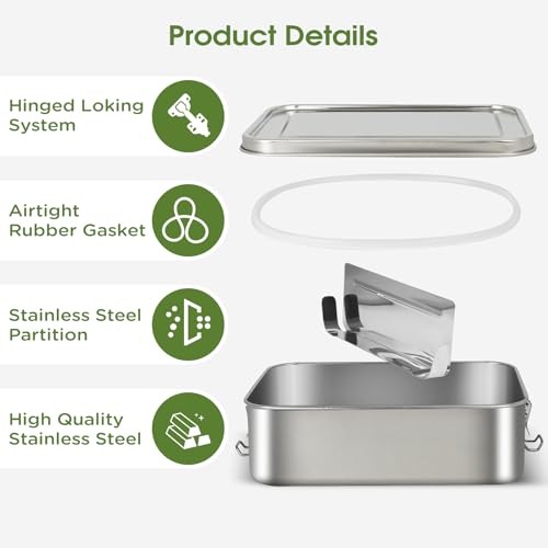 304 Stainless Steel Bento Box – 3 Pack – 2400m + 400ml + 850ml