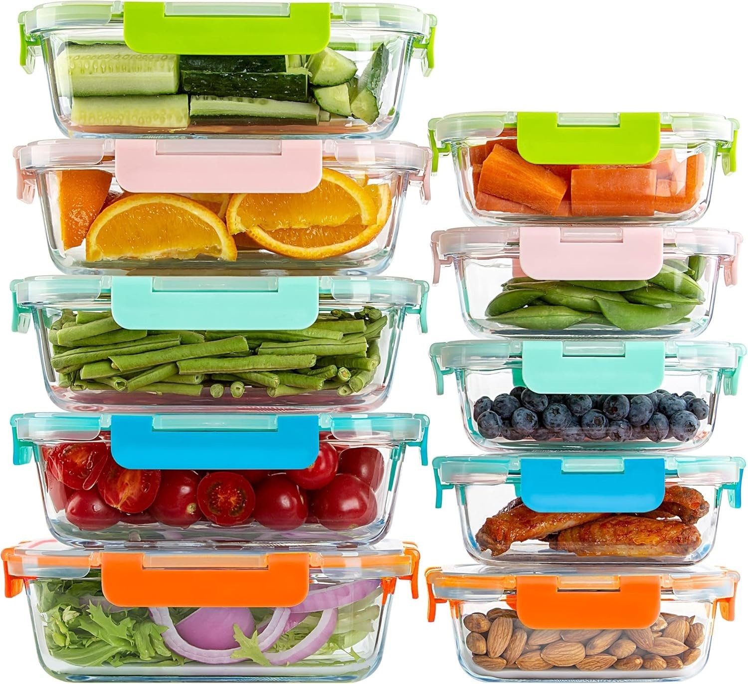 Glass Food Storage Containers 12 Ounce Pack of 10 Leakproof Airtight Dishwash…