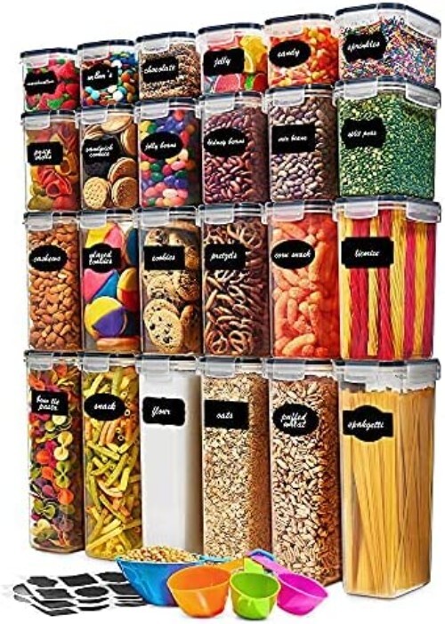 Food Storage Container Set – Canisters for Cereal, Rice, Pet Food – Spoon