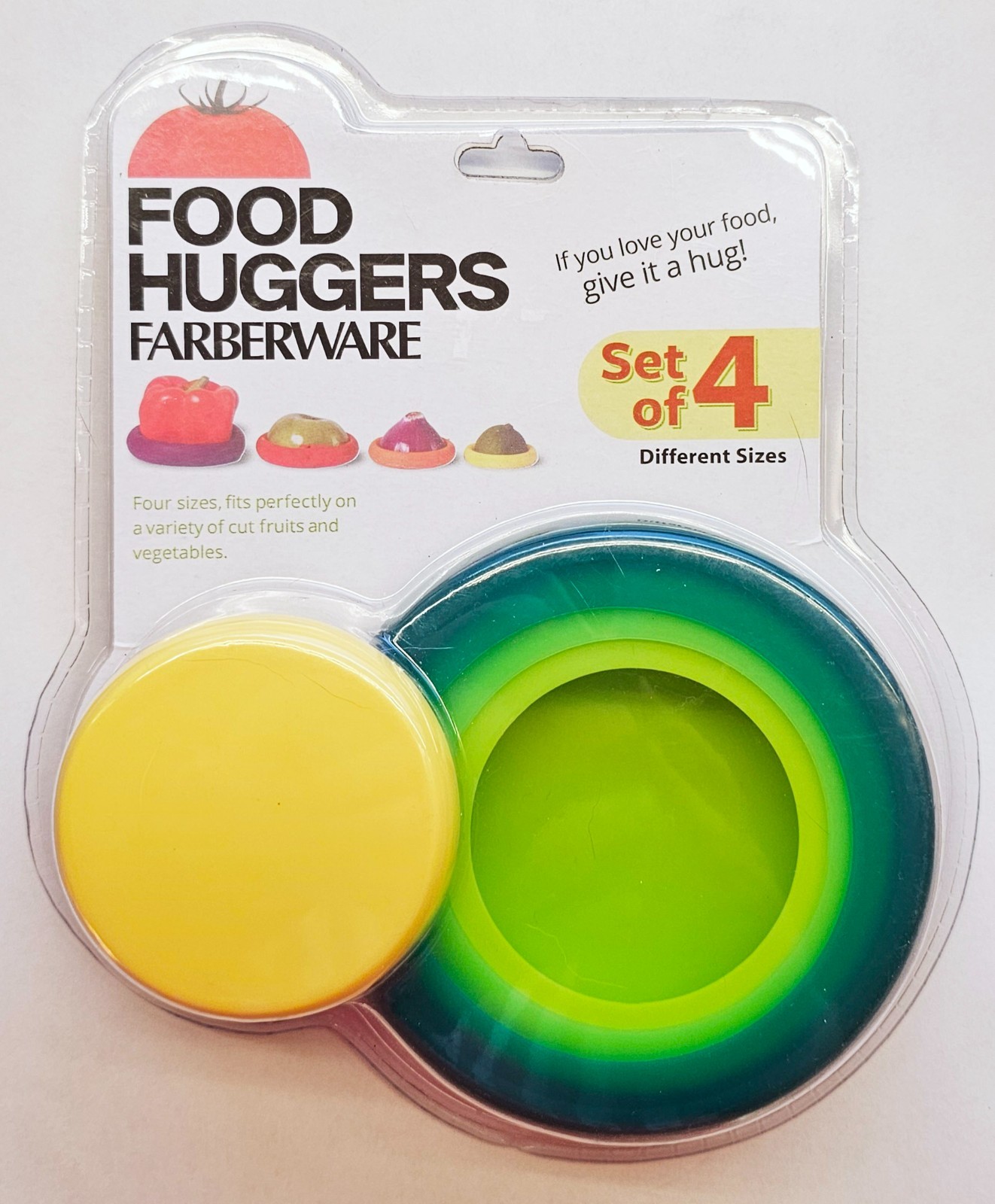 NEW SEALED Farberware Food Huggers Set Of 4 Reusable Food Savers FREE SHIPPING