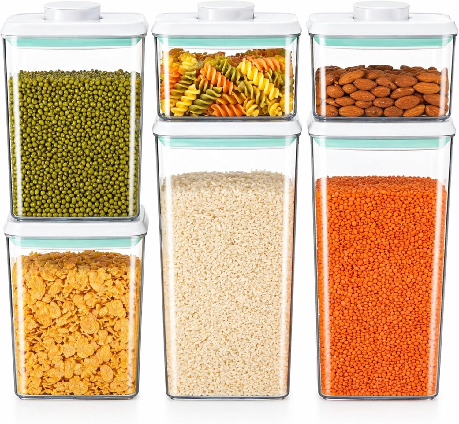 Airtight Food Storage Pop Containers with Lid 6 Pack BPA Free (0.5, 1.2, 1.8 Qt)