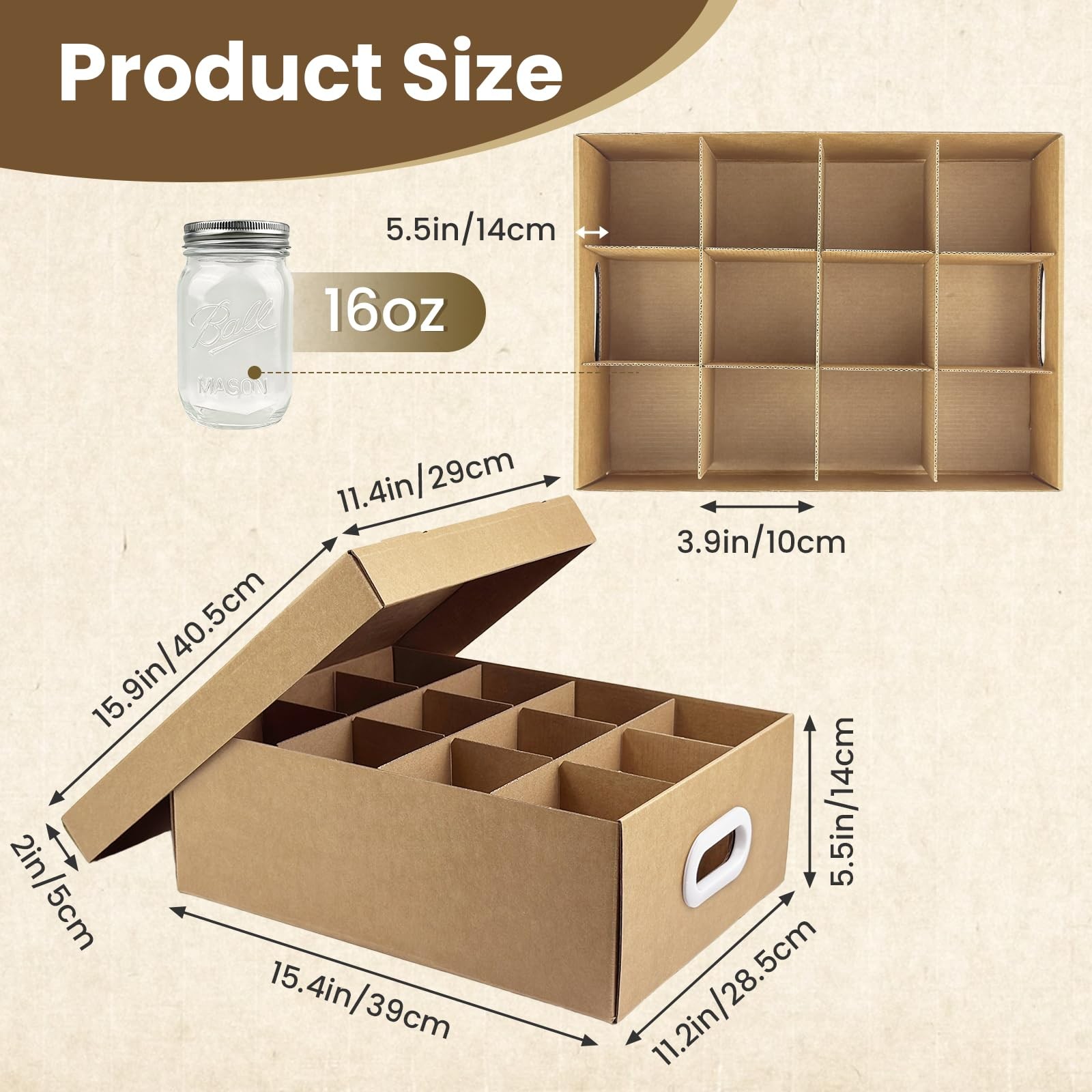 6 Pcs Canning Jar Storage Boxes, Cardboard Mason Jar Storage Box, 16 oz with …
