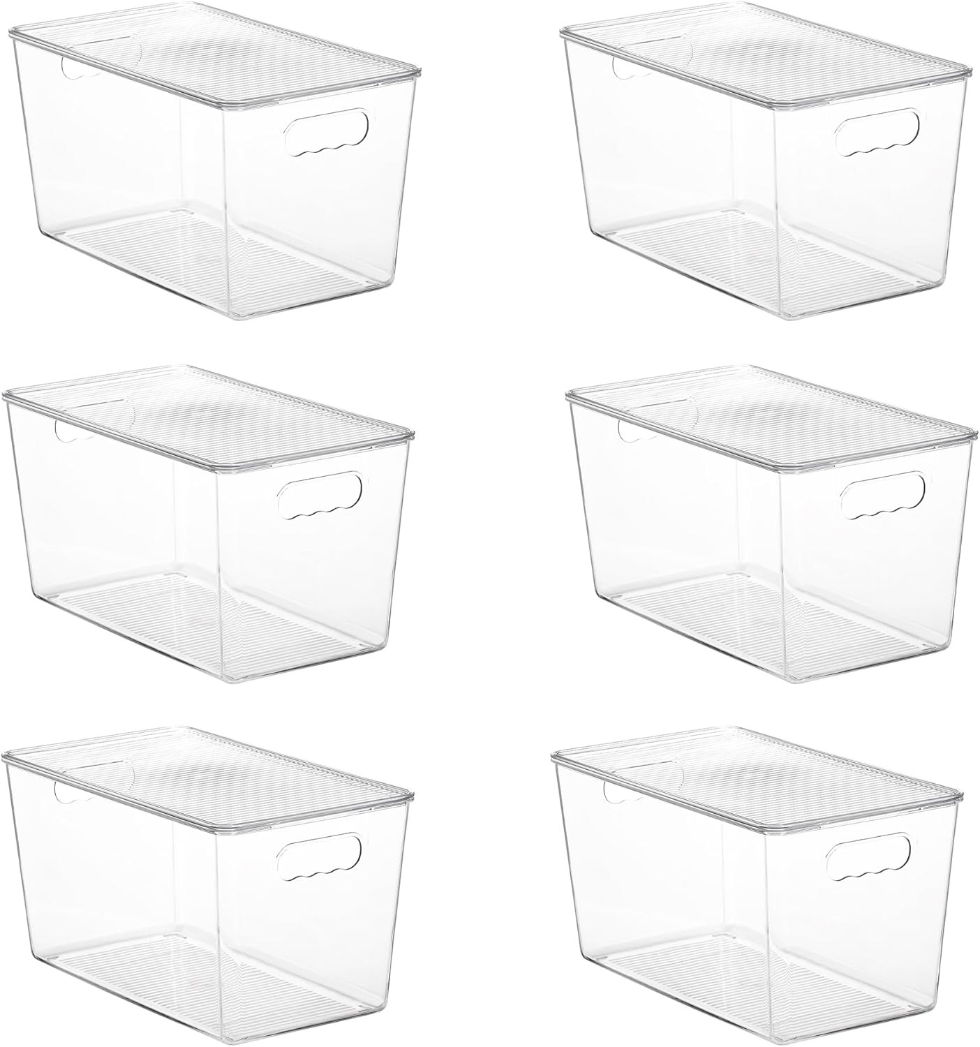 6 Pack Clear Stackable Storage Bins with Lids,Xlarge Plastic Containers with Han
