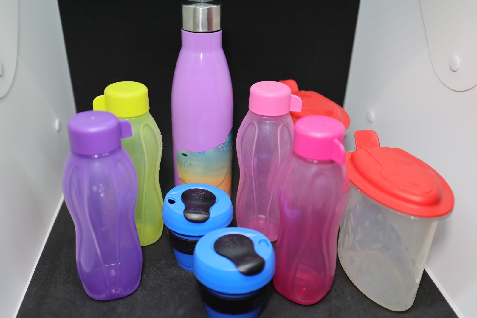Various drink bottles and containers