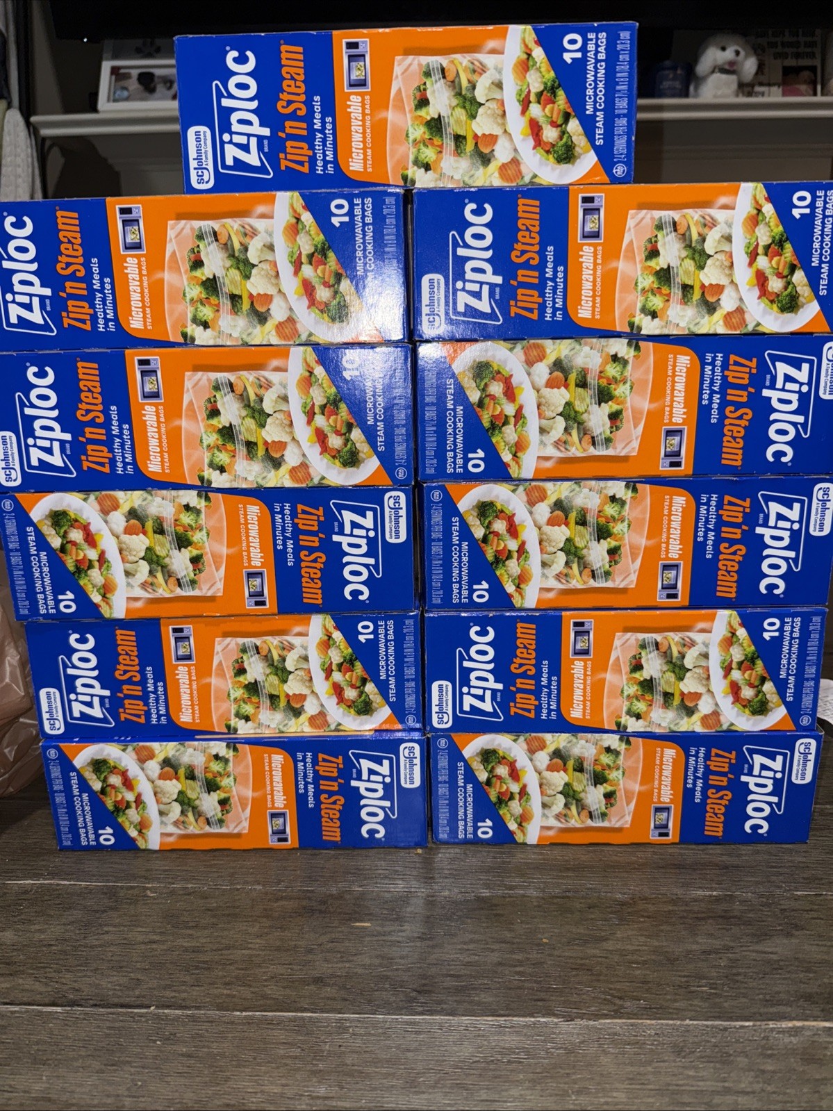 11 Ziplock Zip ‘n Steam Microwave Food Bags – 10 Microwave Bags Ea = 110 Bag