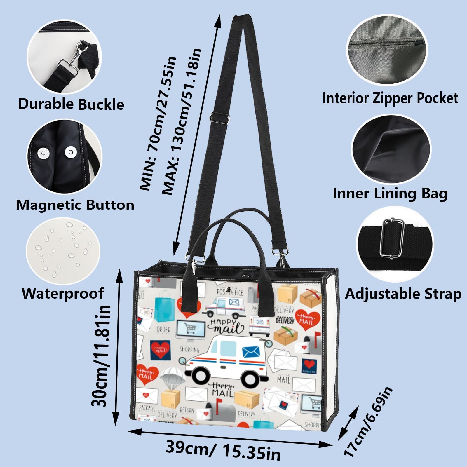 Wzmpa Mail Carrier Tote Bag Postal Worker Gift Deliveryman Reusable Grocery Bag