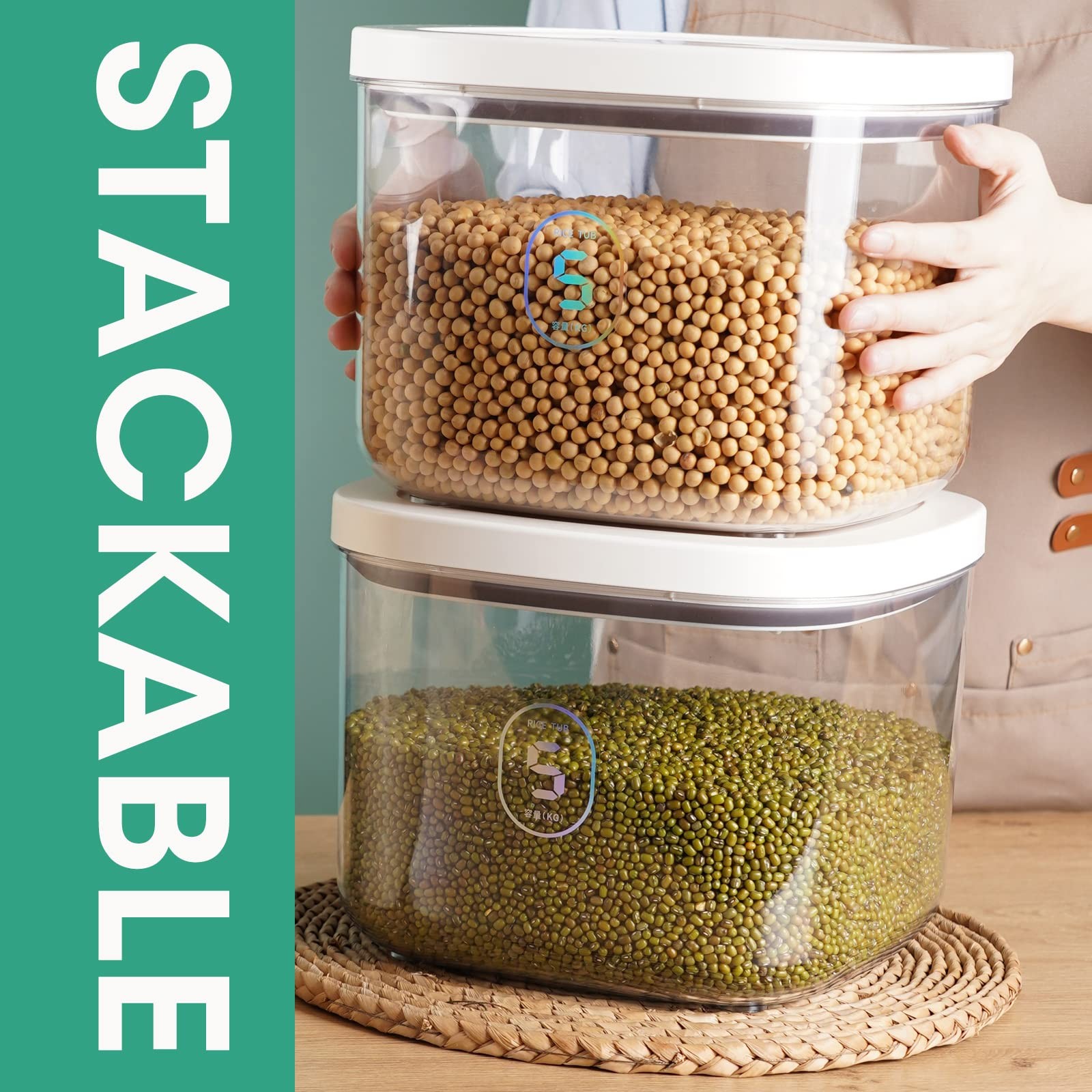 Airtight Rice Container 10 Lbs, Clear Plastic Food Storage Container Bin For …