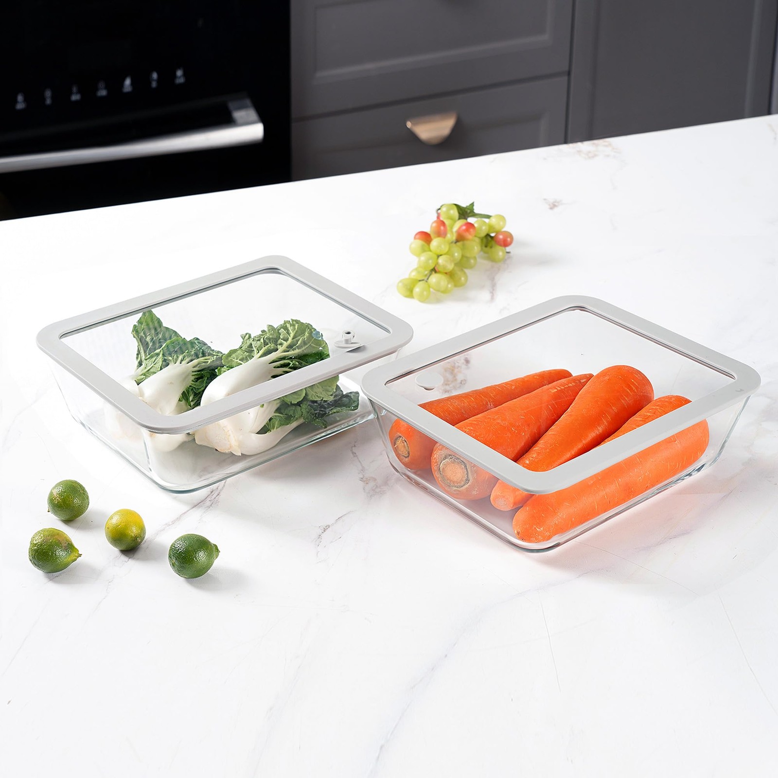 Glass Food Containers with Glass Lid, Microwave Safe Food Storage Container S…