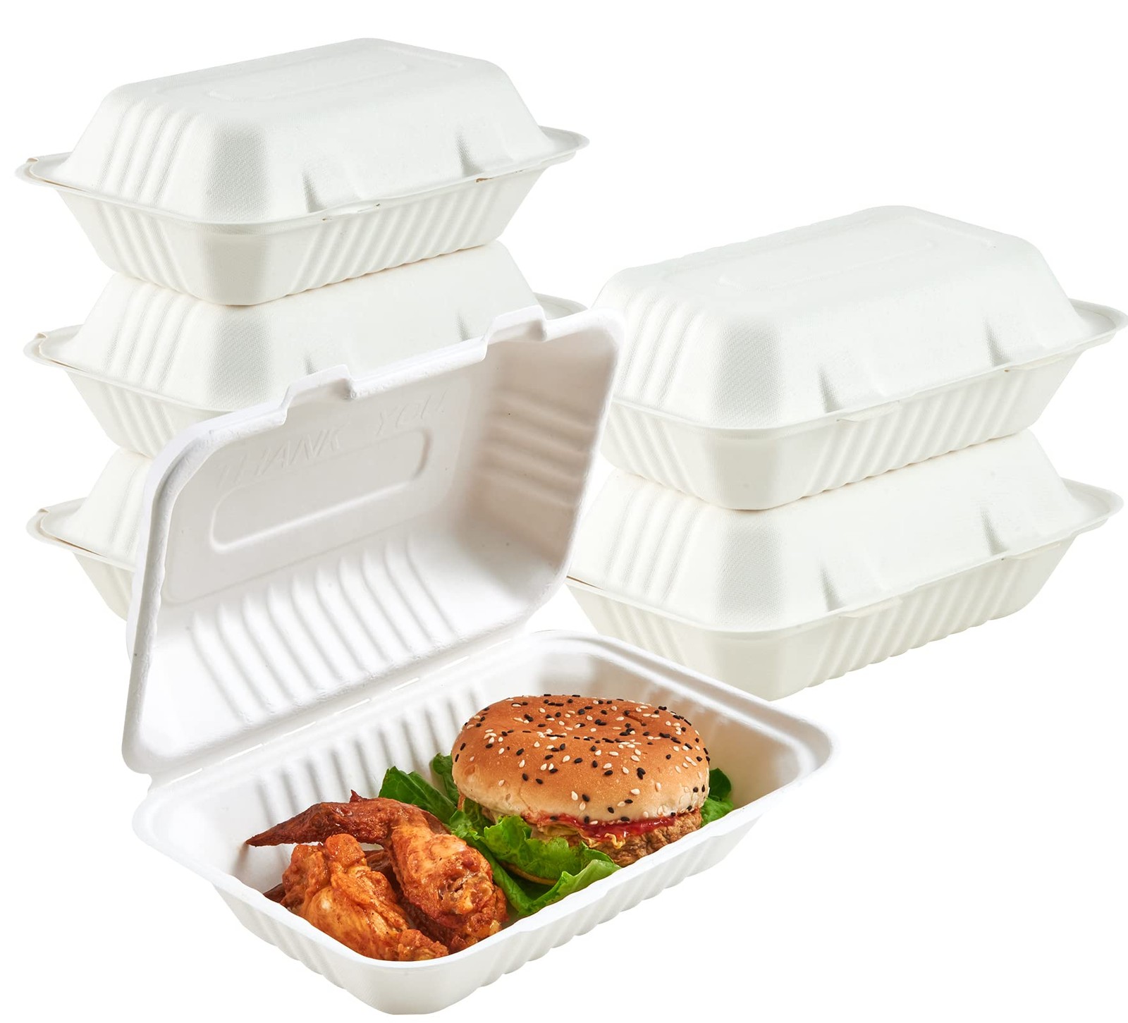 Clamshell Take Out Food Containers, 9 * 6 inch 75-Pack Disposable To Go Conta…