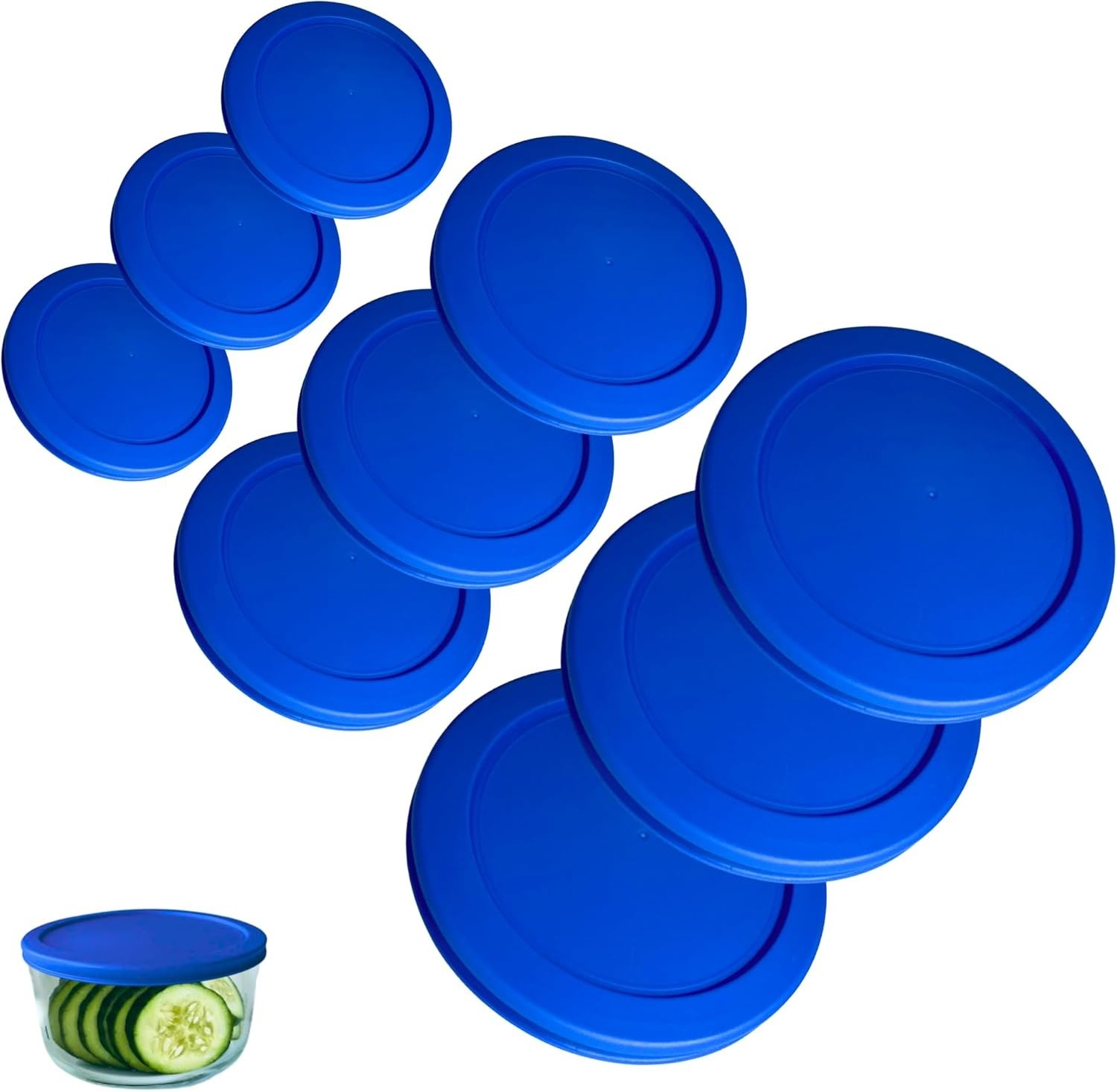 1, 2 & 4 Cup Blue Replacement Lids/Covers for Pyrex, Anchor Hocking & KlareWare
