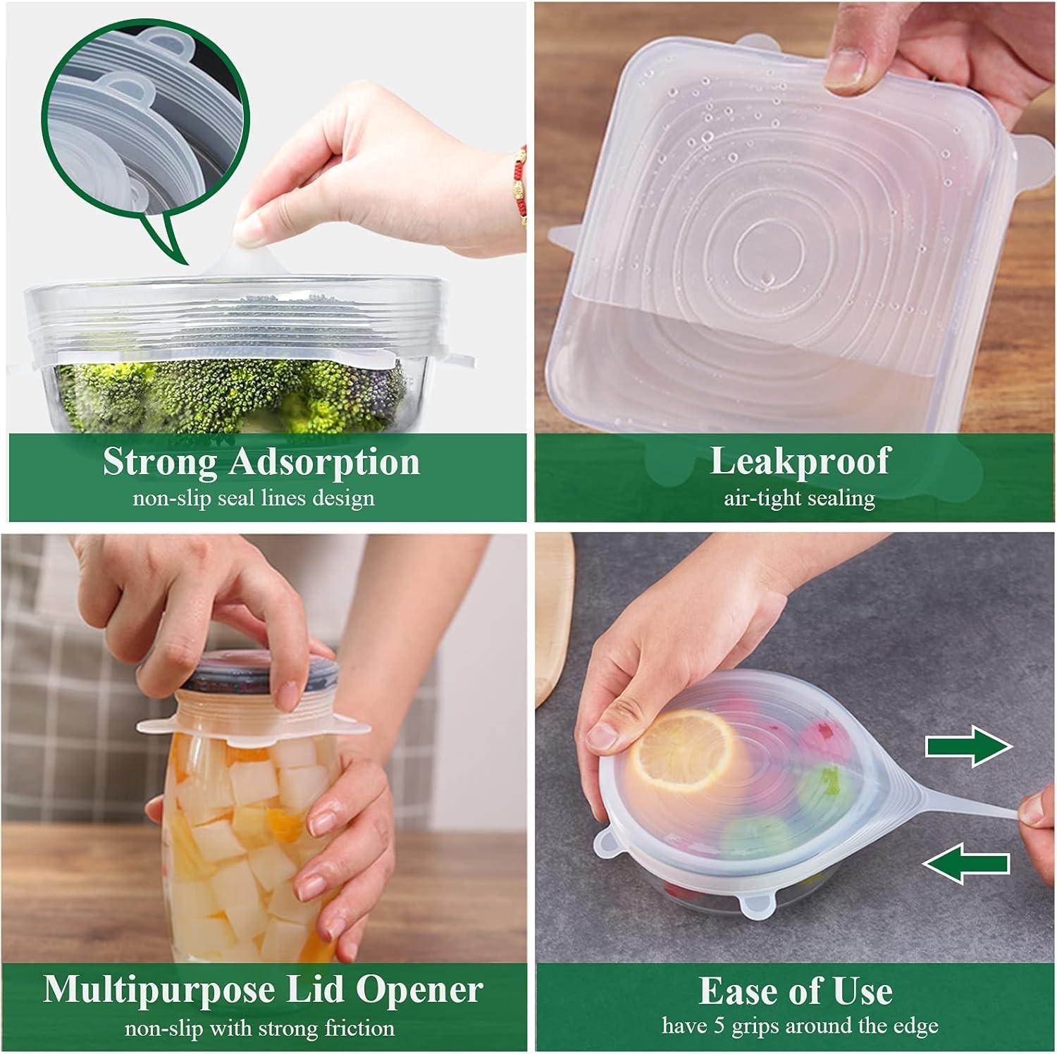 Eco-Friendly 12-Pack Silicone Food Covers | Safe, Flexible Lids for Containers