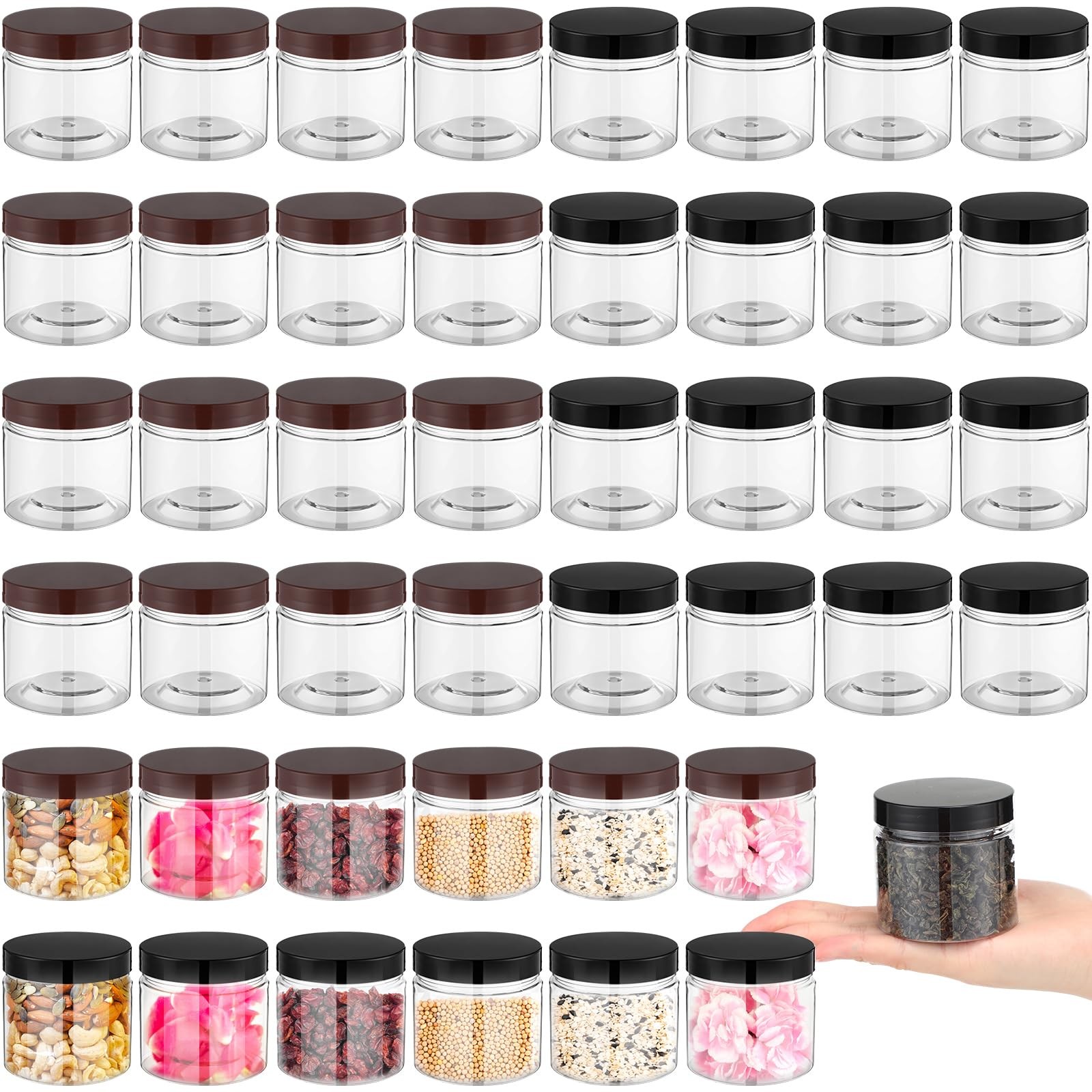 50 Pcs 5.4 oz Clear Plastic Jars Containers Wide Mouth Food Storage Jar for K…