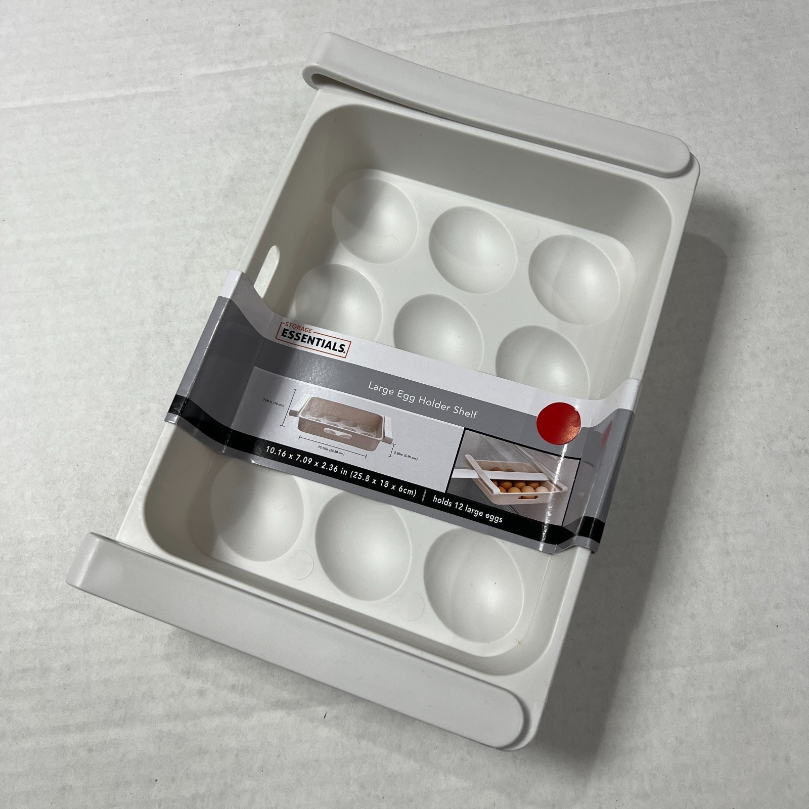 Storage Essentials Egg Holder 12 Count Fridge Organizer Dishwasher Safe Plastic