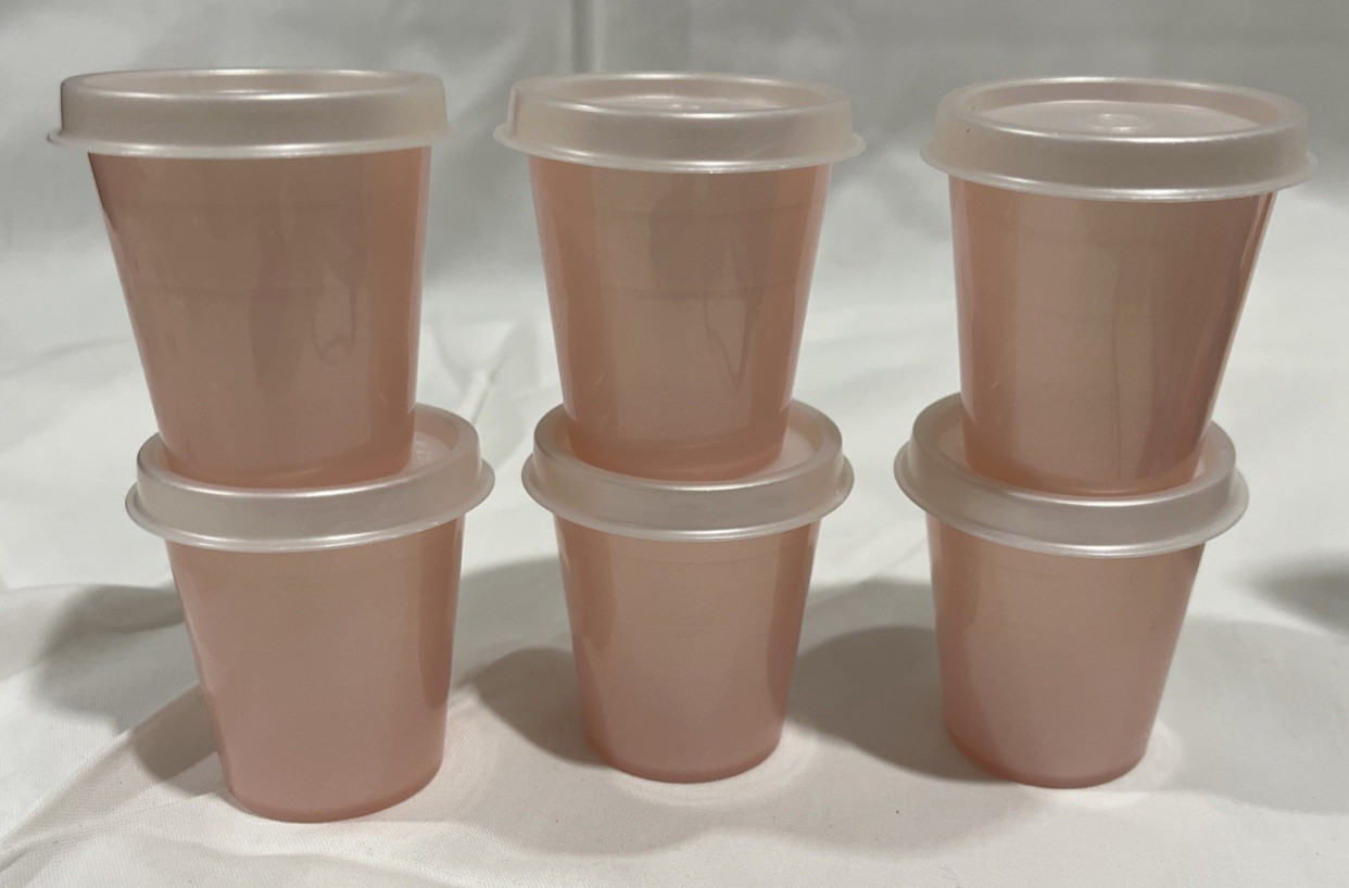 Tupperware Midgets Mini Containers 2 Oz Pink Set Of 6 New