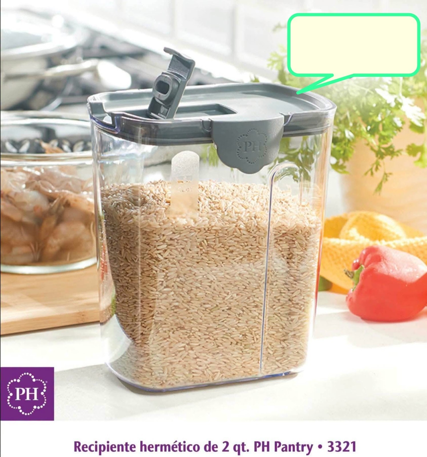 NEW !! Princess House Pantry 2 Qt Storage Container * Recipiente Hermetico 3321