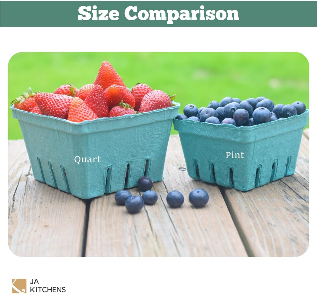 42 Pack QUART Green Molded Pulp Fiber Berry/Produce Vented Baskets for Fruit and