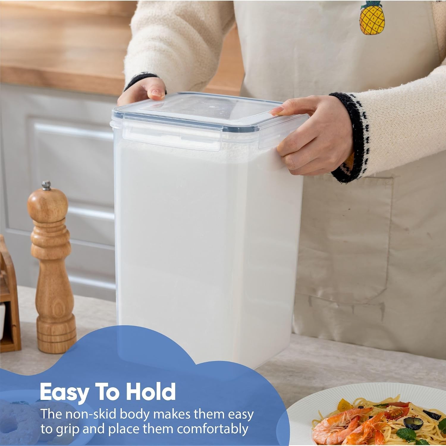Airtight Food Storage Containers W/ Measuring Cups Set of 2 9.5L 320Oz Spacious