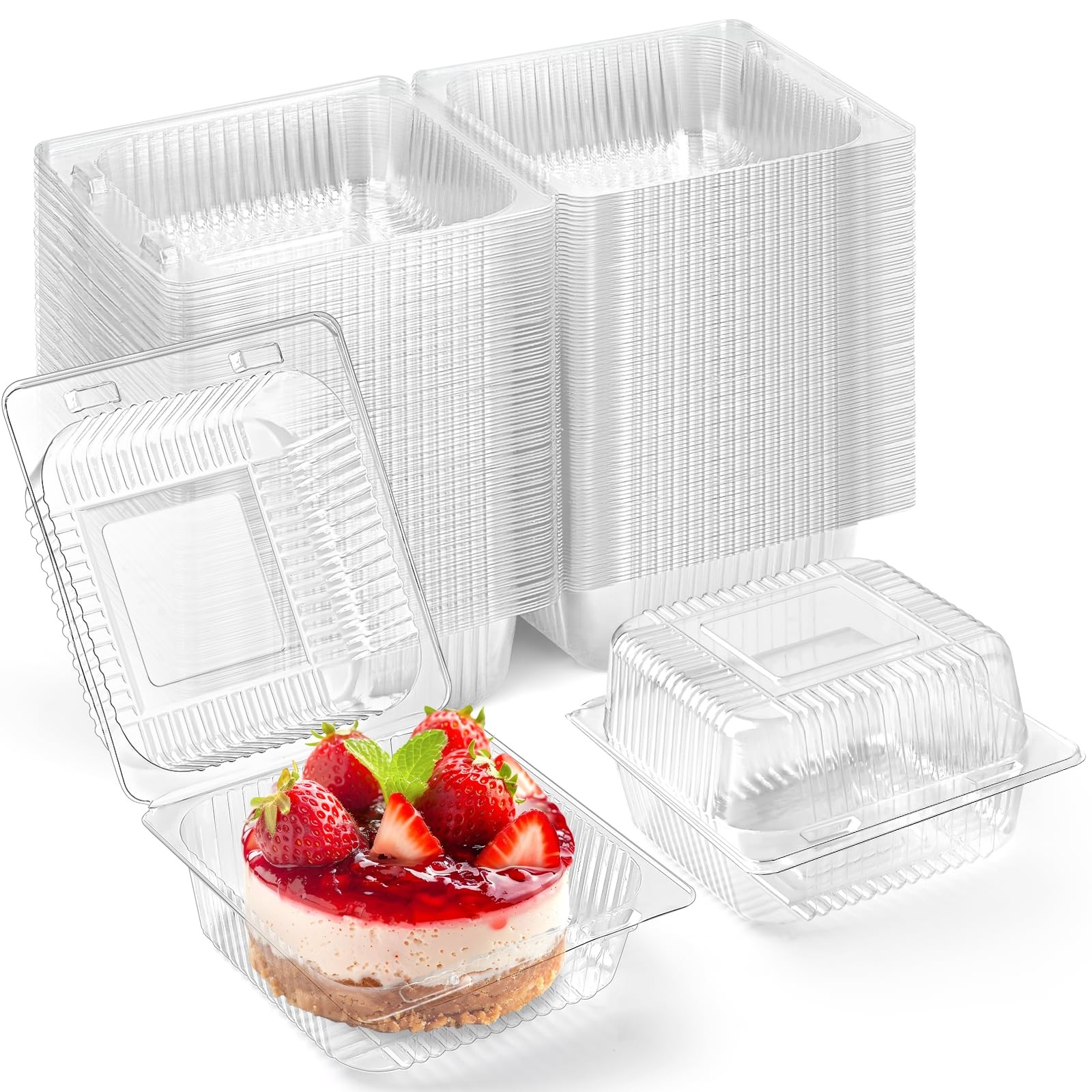 Envases de plástico transparente para comida para llevar, envases cuadrados