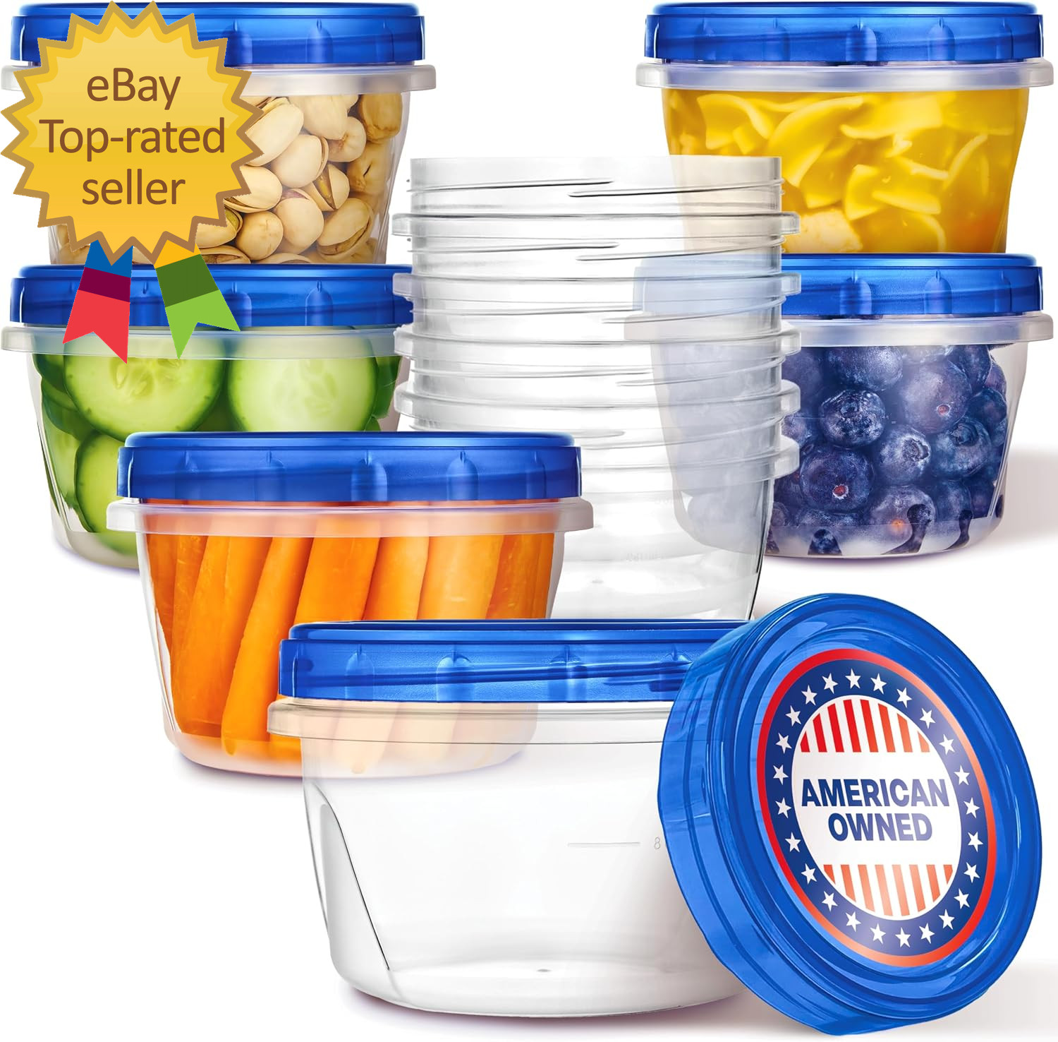 16Oz 2 Cup Freezer Containers with Lids for Leftover Food Airtight Reusable