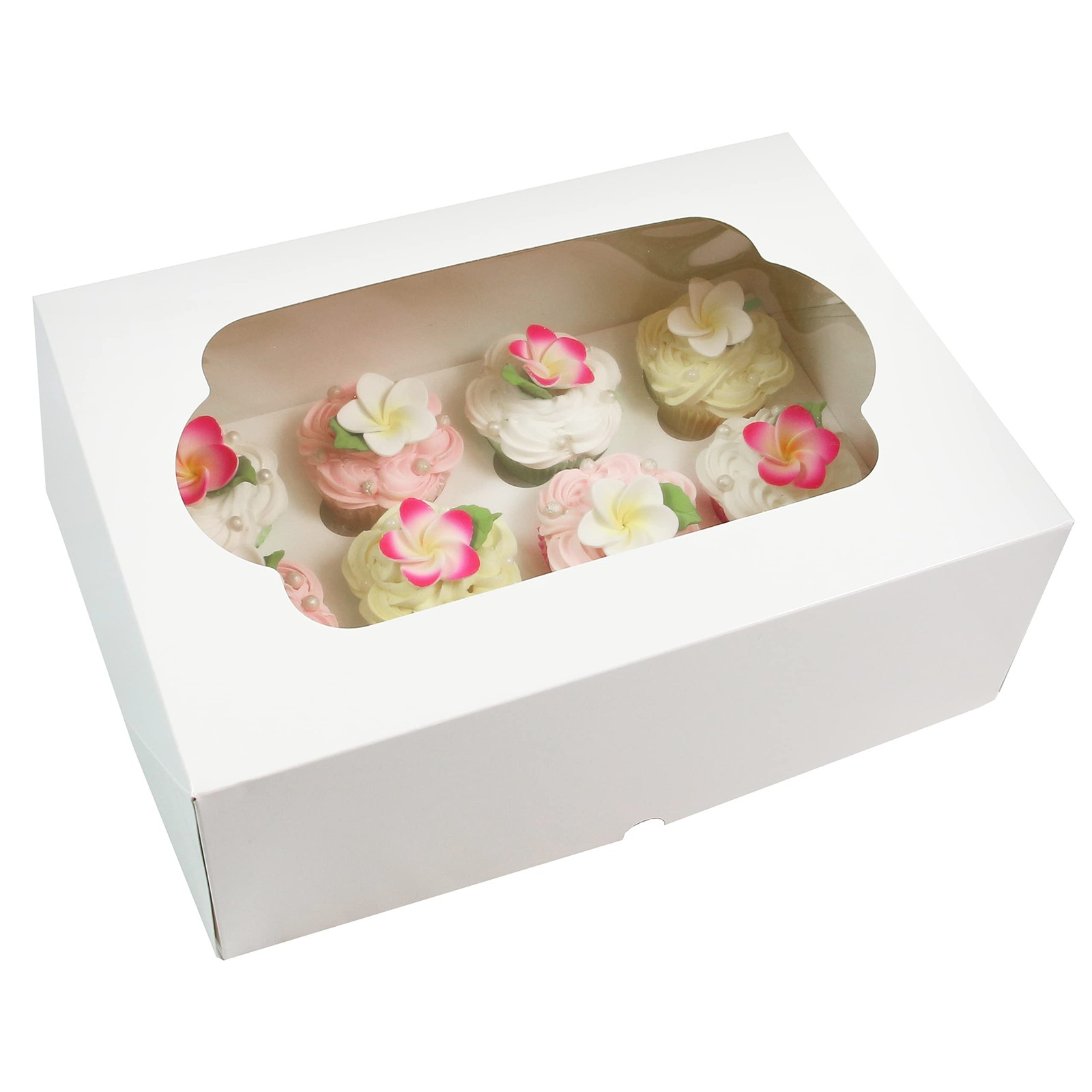 5 PCS Auto Popup Extra Deep Quarter Sheet Cake Cupcake Box 14x10x5 Inch