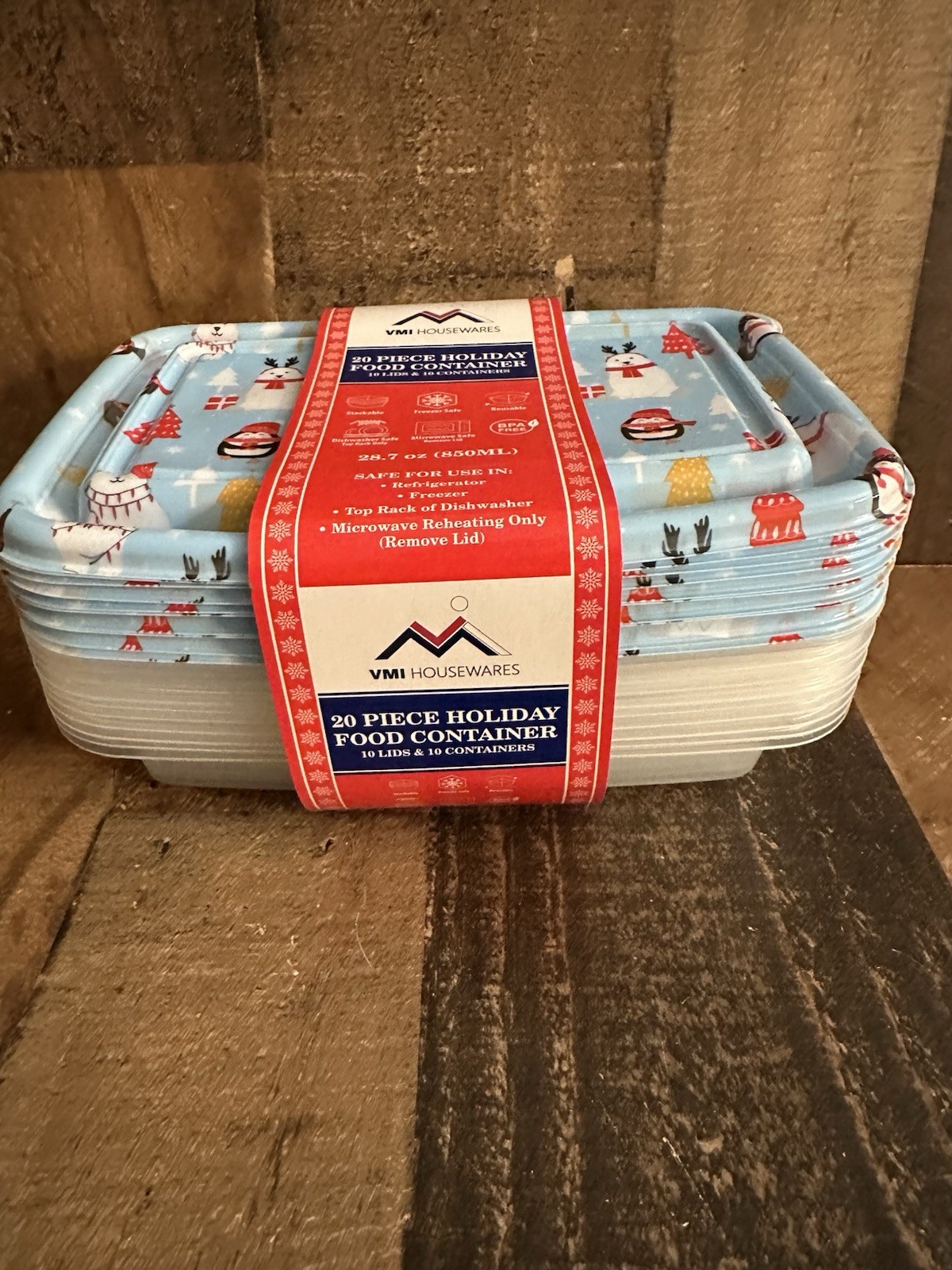 Winter Theme Christmas 20 Piece Meal & gift Storage Containers Reusable BPA Free