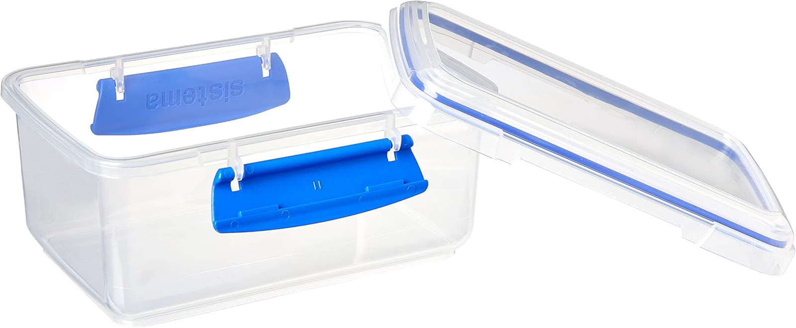 KLIP IT Rectangular Collection Food Storage Container, 33.8 oz./1.0 L, Clear/Blu