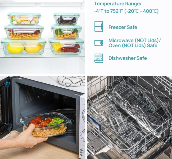 Envases vidrio herméticos 8 pcs aptos microondas horno freezer BPA free