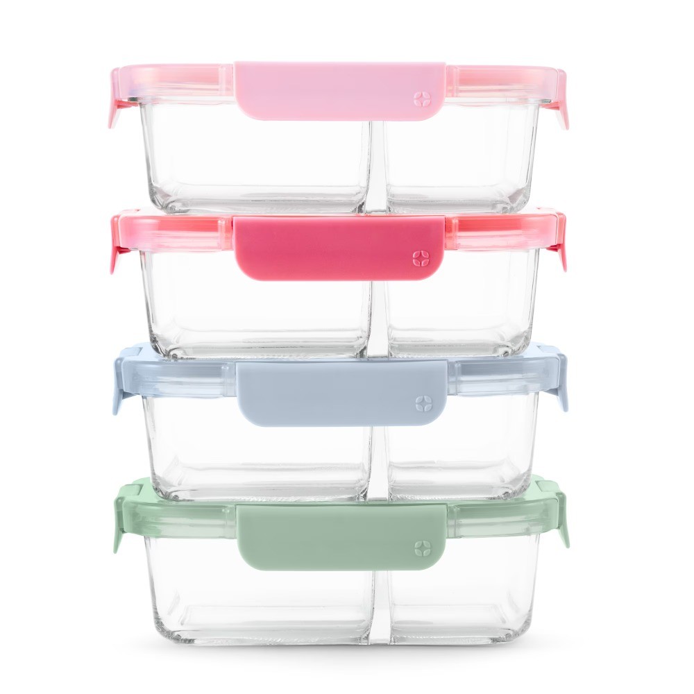Color Lock 8pc 3.4 Cup Divided Glass Meal Prep Set