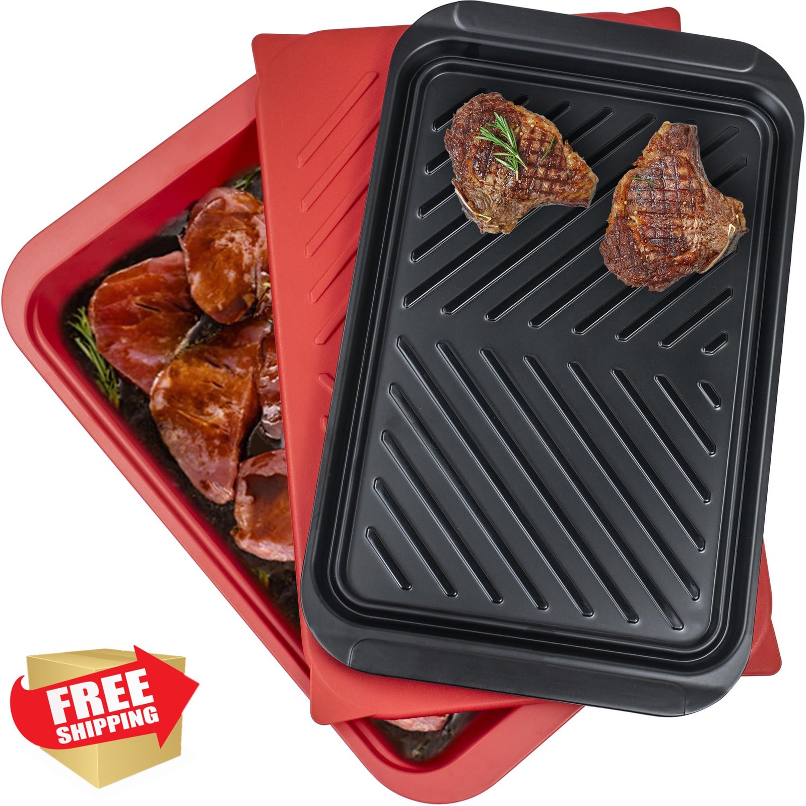 ECOIOU Black/Red deep prep tray w/ lid