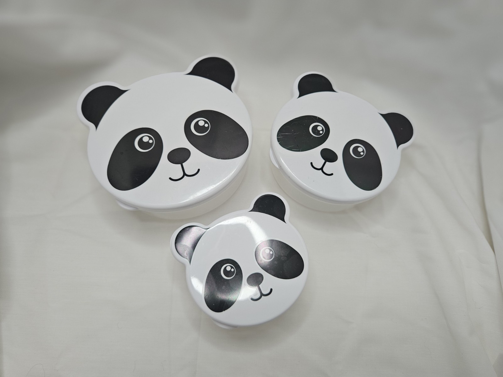 Cute Panda Kids Snack Box Set Nesting Lunch Food Storage Containers Stacking 3pc