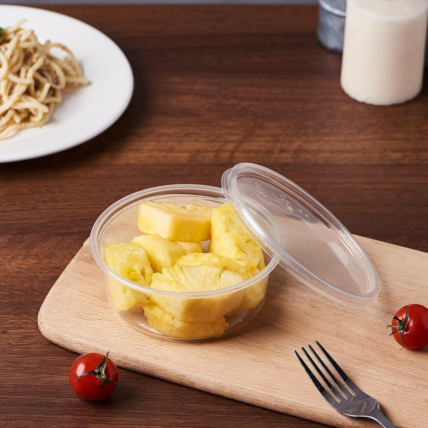 [50 Set – 8 Oz. Plastic Deli Food Storage Containers with Lids Disposable Clear