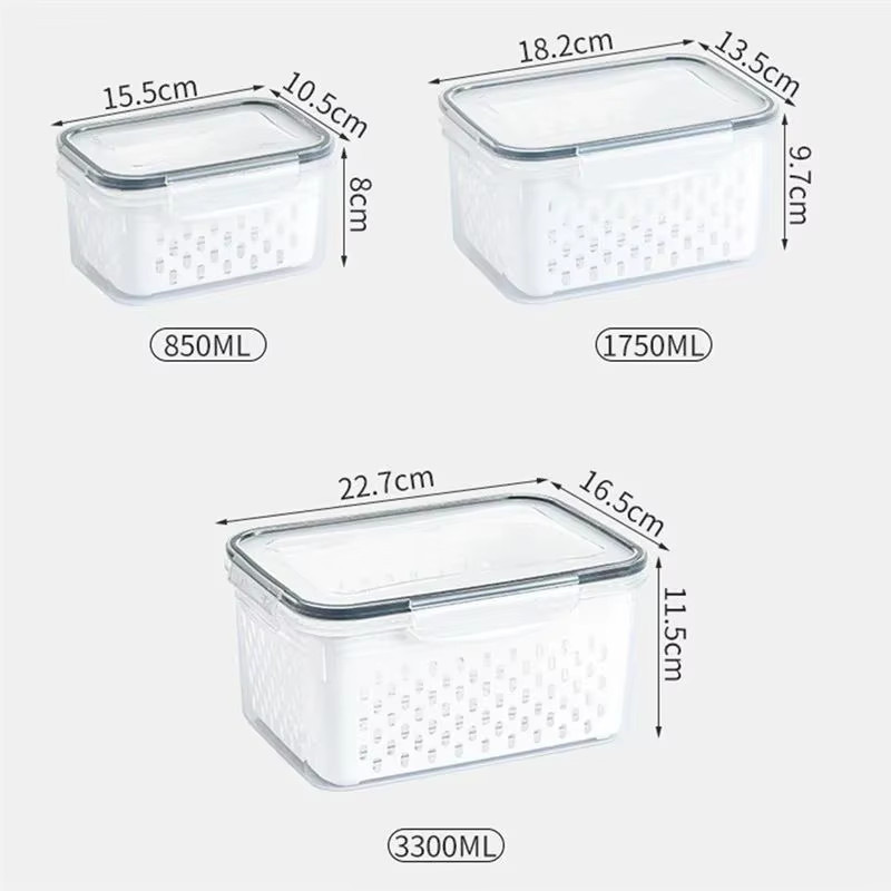 1/2/3Pcs Refrigerator Storage Box Fridge Organizer Fresh Vegetable Fruit Drain B