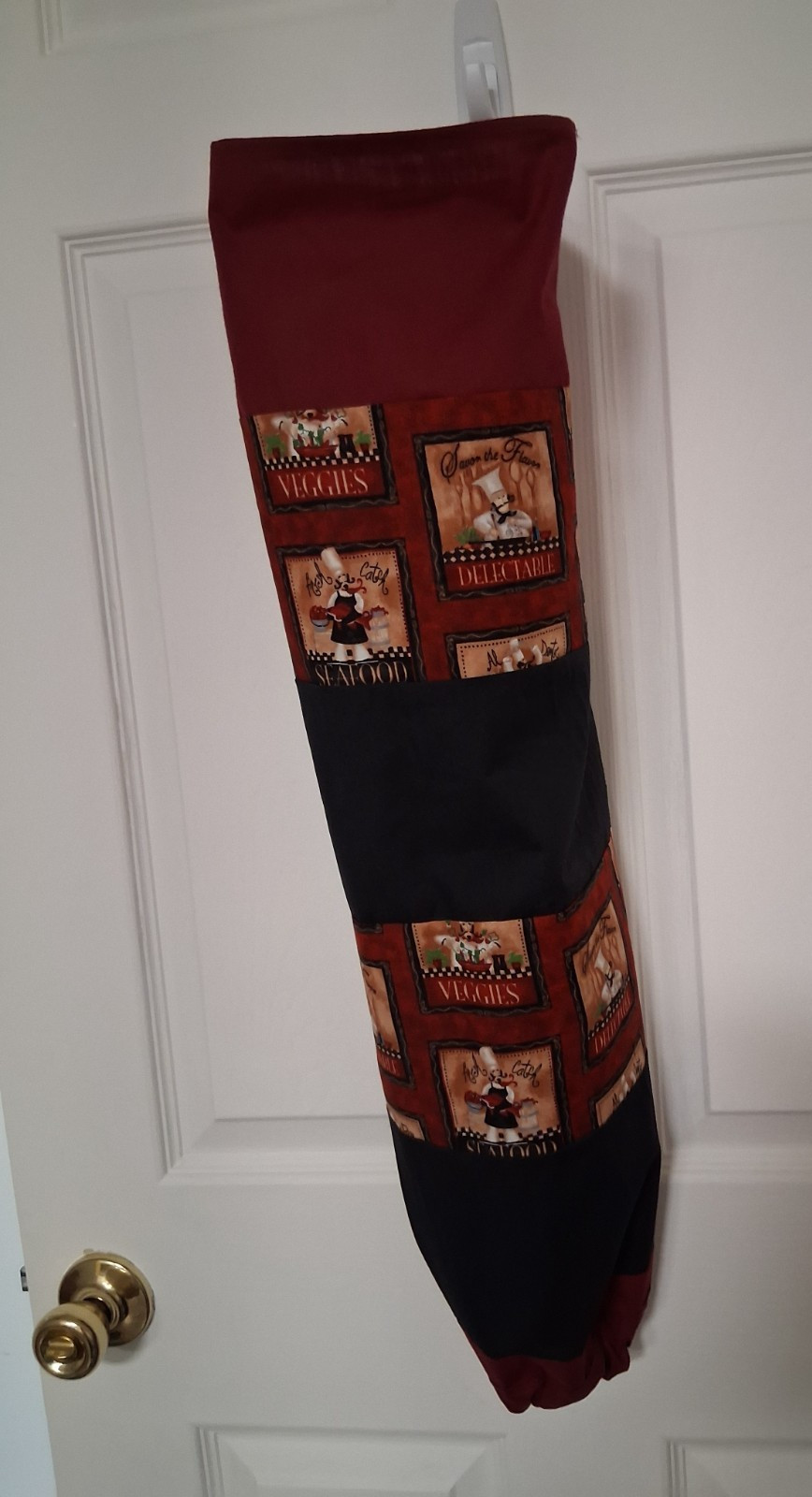 Grocery Bag Holder and Dispenser, Handmade, Fabric, Storage Bag, Italian Chef