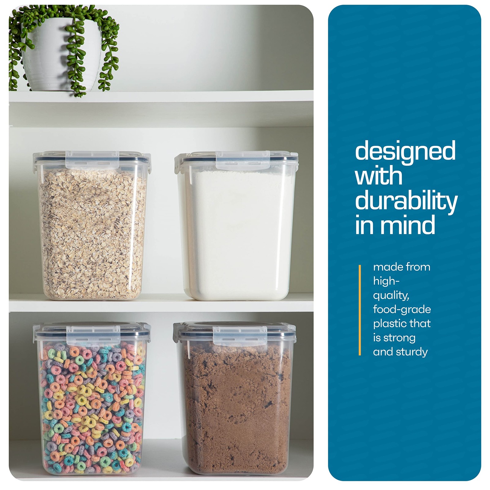Storeganize Flour Sugar Storage Containers (5.3L/4pk) Great Rice Canisters…
