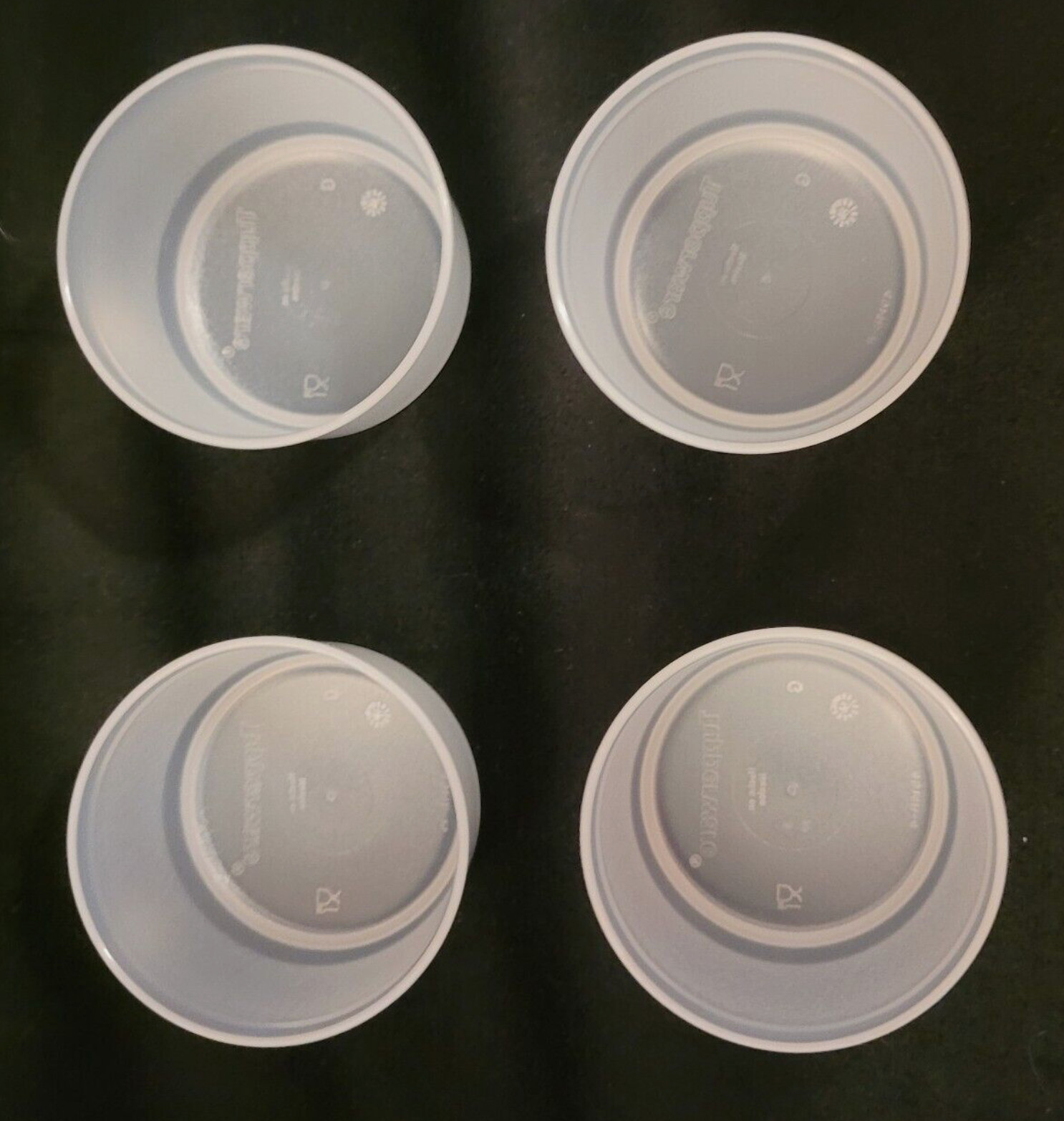 Tupperware Four Clear Snack Cups Papaya Orange Seals Set ~ Lunch on the Go! New