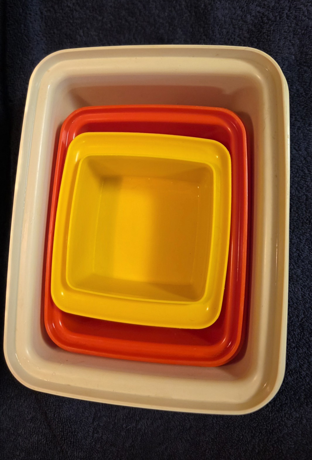 Vintage Tupperware “Square Away” / Pack & Carry Nesting Plastic Food Storage Box