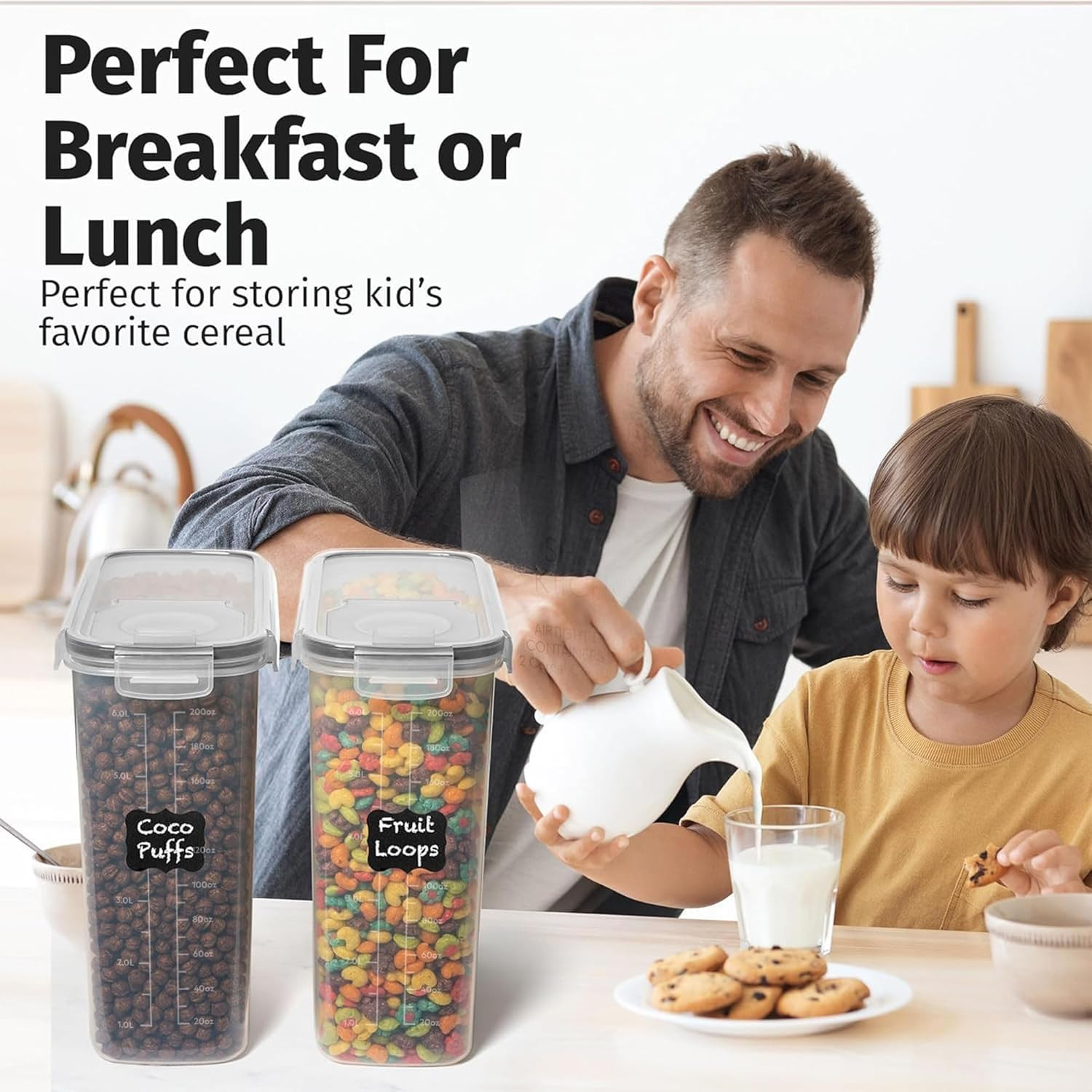 2 Pack (6.3L / 213OZ) EXTRA Large Airtight Food Storage Cereal Containers for…