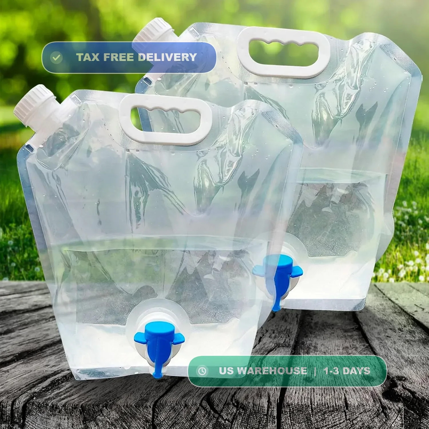 Collapsible Water Container Bag, BPA Free Food Grade Clear Plastic Storage Jug,