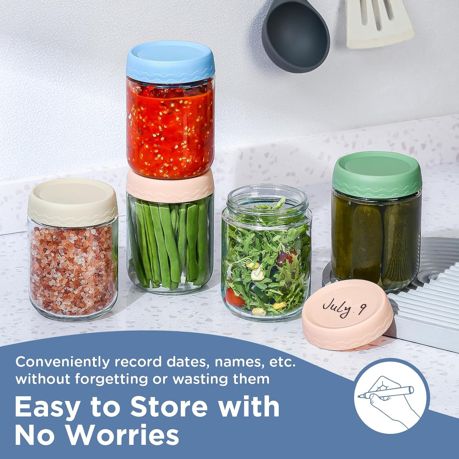 16 Oz Overnight Oats Containers with Lids – 4 Pack Glass Storage Jars with Airti