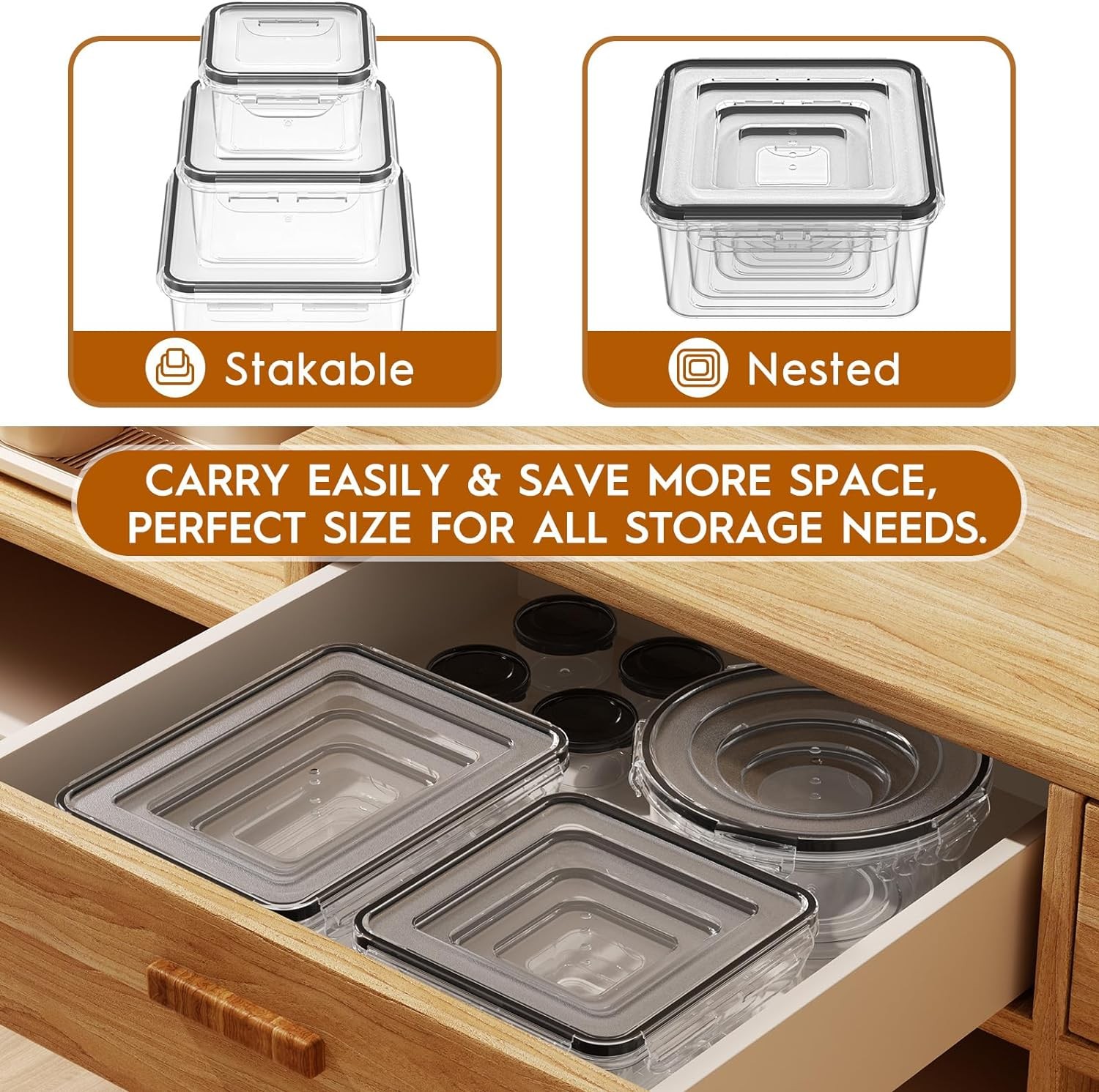 48 Pcs Larger Food Storage Containers with Lids Airtight (24 48 Piece