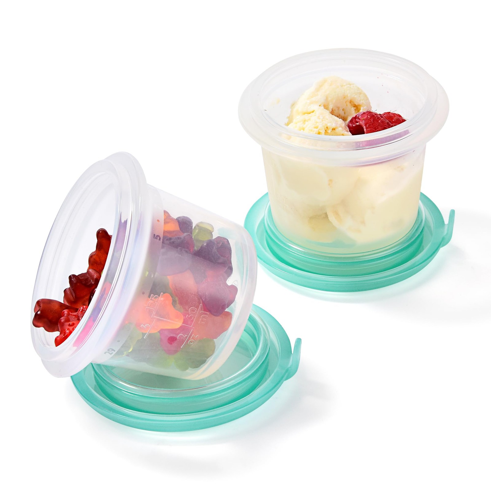 4oz×2 Silicone Food Container Set: Small Kitchen Storage with Airtight Lid, F…