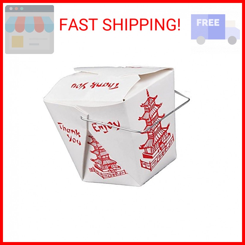 15 Count 16 oz Pagoda Wire Handle Chinese Takeout Box
