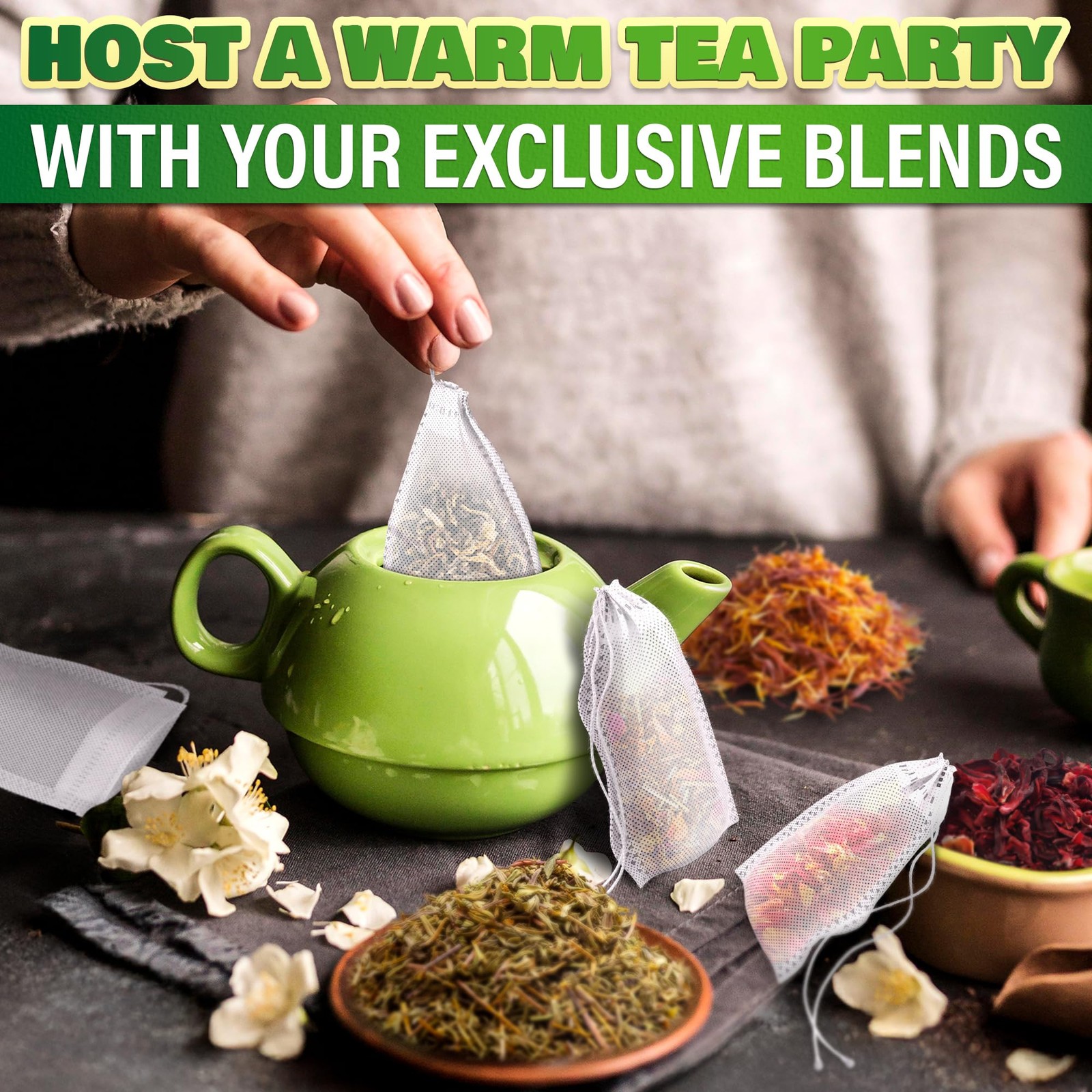 400 Pcs Disposable Tea Bags for Loose Leaf – 3.62 x 3.62″*2.76″, White