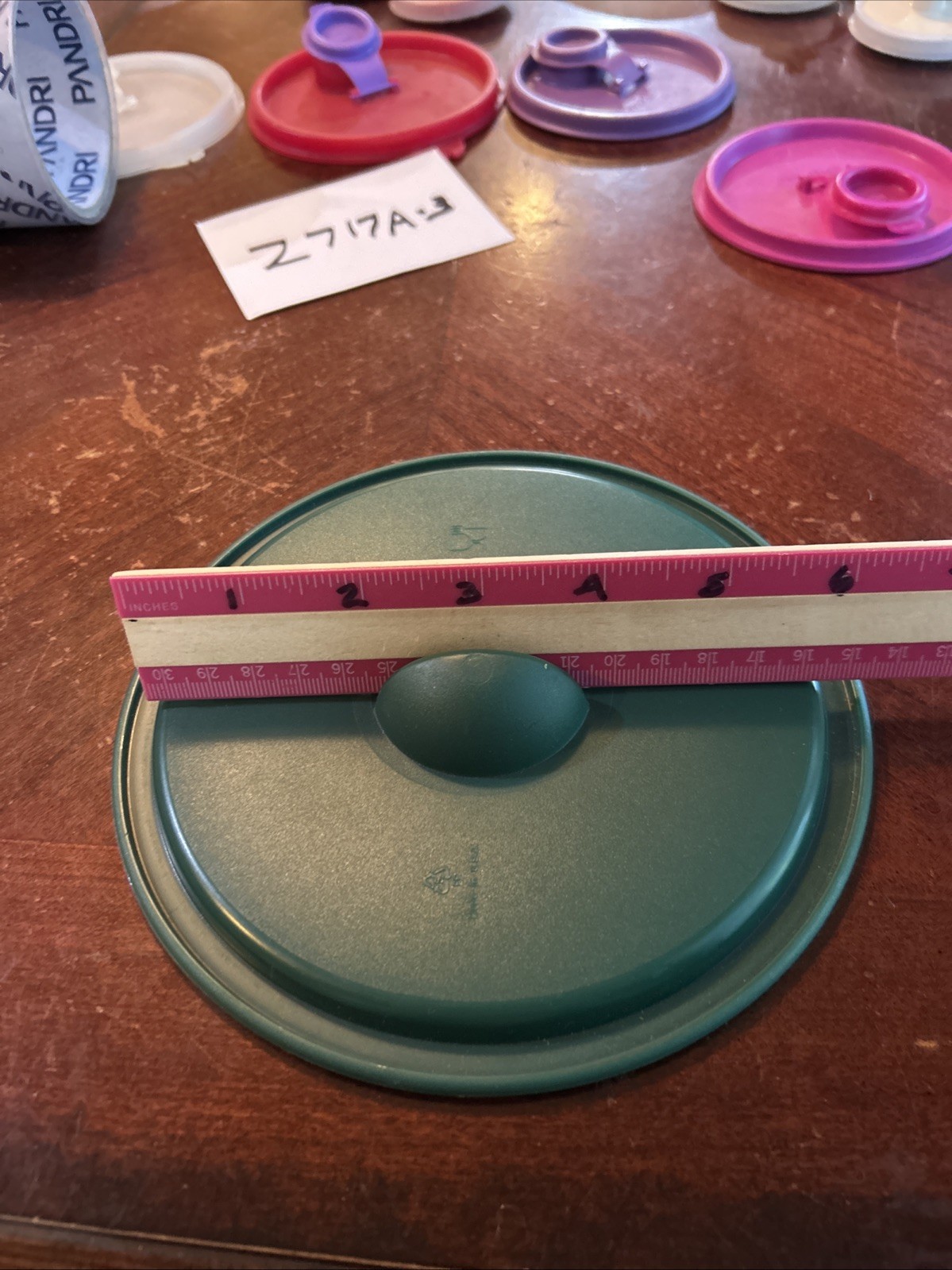 Tupperware Replacement Lid #2717A Coffee House Canister Green, 6.75″ 6″ inside.