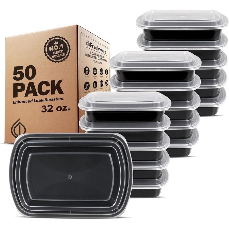 50-Pack Stackable Bento Boxes Meal Prep Containers Microwave Safe Leak Proof New