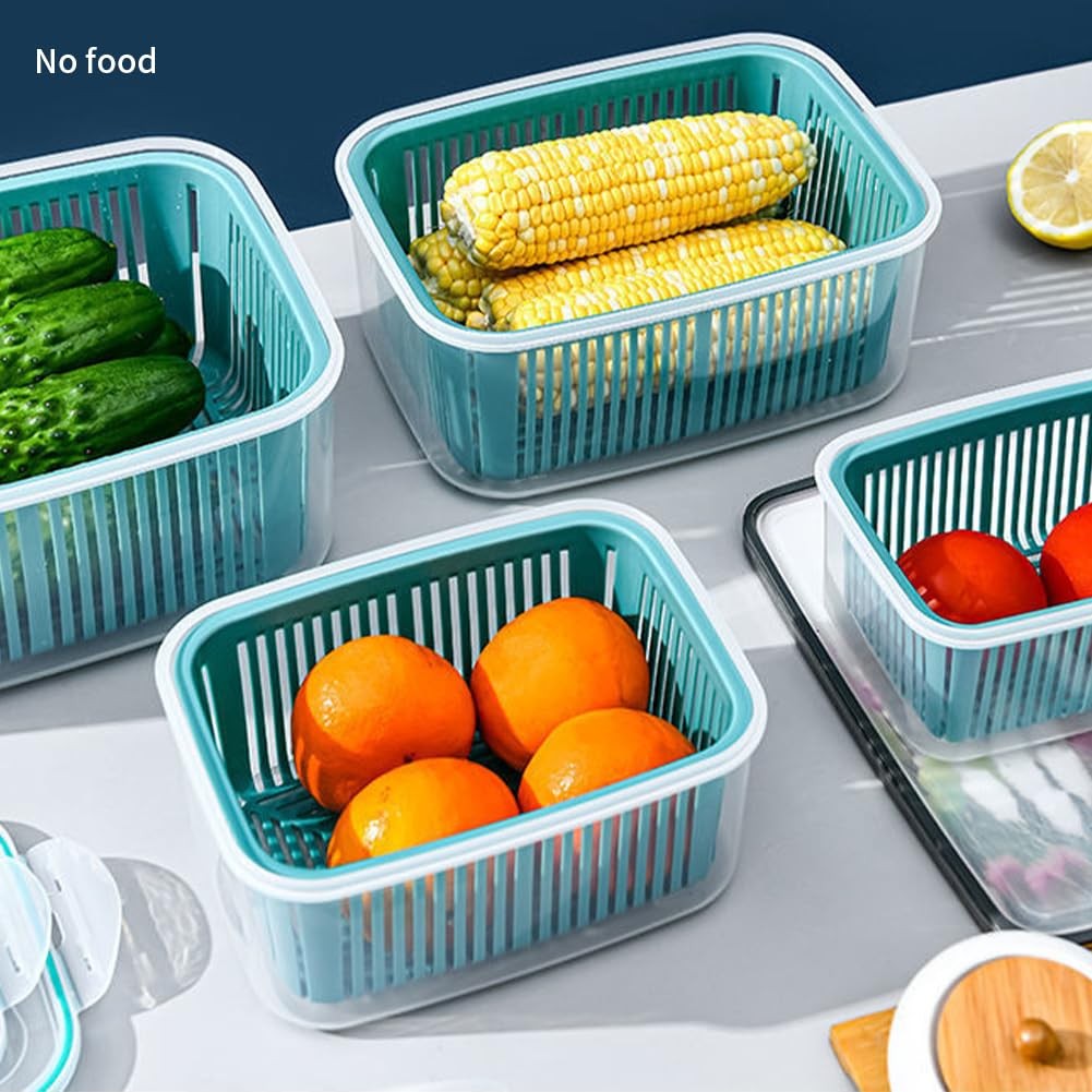 2 Pack Fruit Storage Containers for Fridge,Stackable Fresh Food Produce Saver…